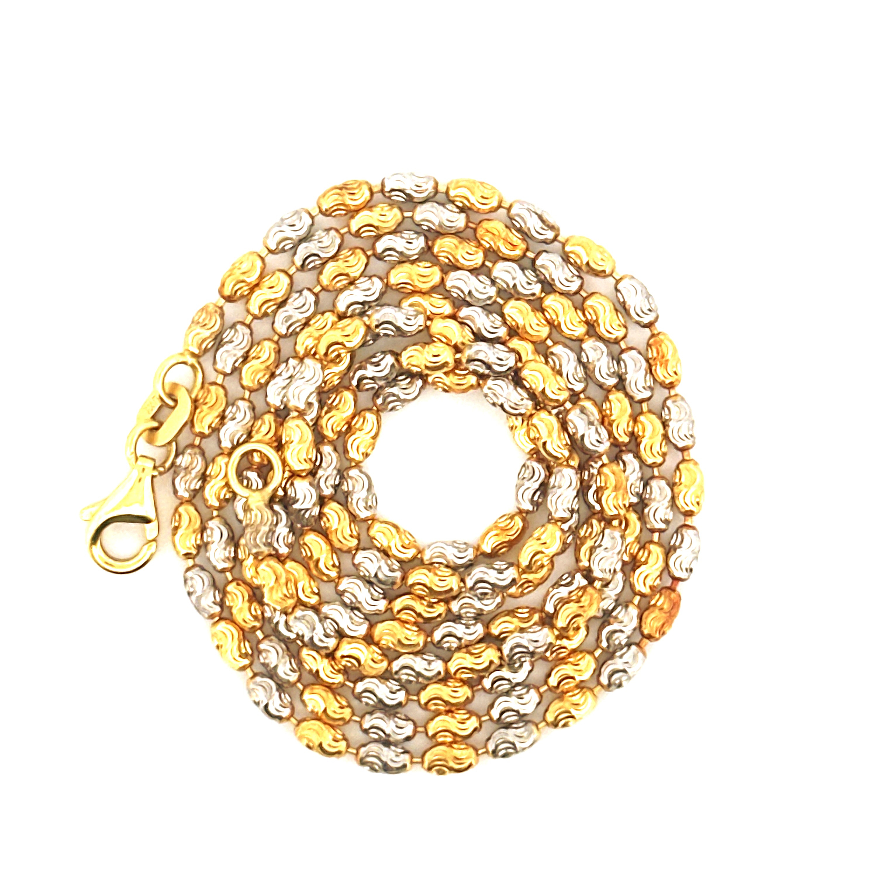 Beaded Chain– Solid 10K Two Tone Yellow/White Gold