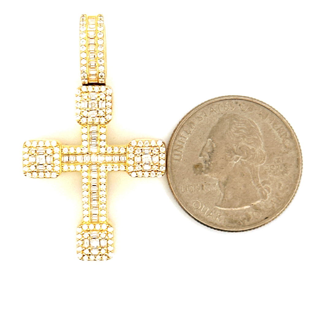 10k Gold Diamond Cross Urn Pendant, Cremation Pendant, Ash Holder for Human/Pet Ashes
