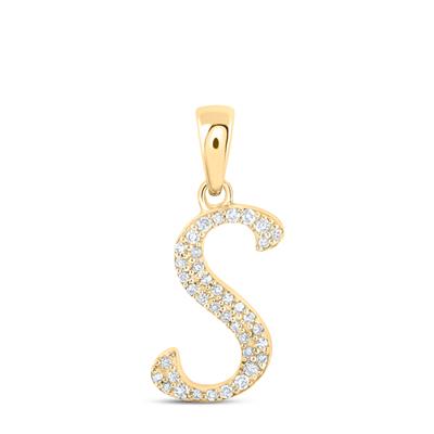 10k Solid Gold S initial Pendant Necklace | Monogram Pendant Necklace | Diamond Letter Pendant | Initial Necklace | Name Pendant | Letter Charm Pendant | Christmas