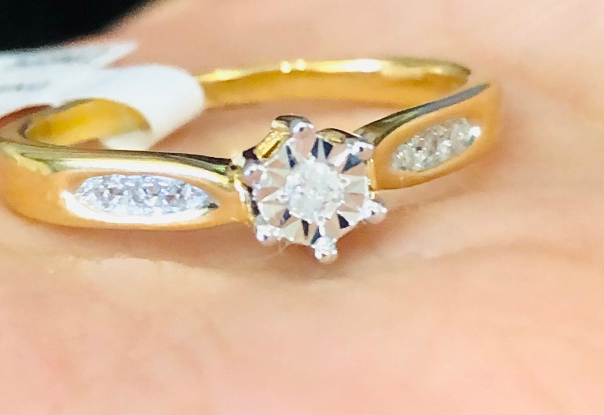 Real Diamond Solitaire Diamond Engagement Bridal Ring, 10k Gold Vermeil, gifts for her, promise ring, anniversary gifts, wedding ring, Sale!