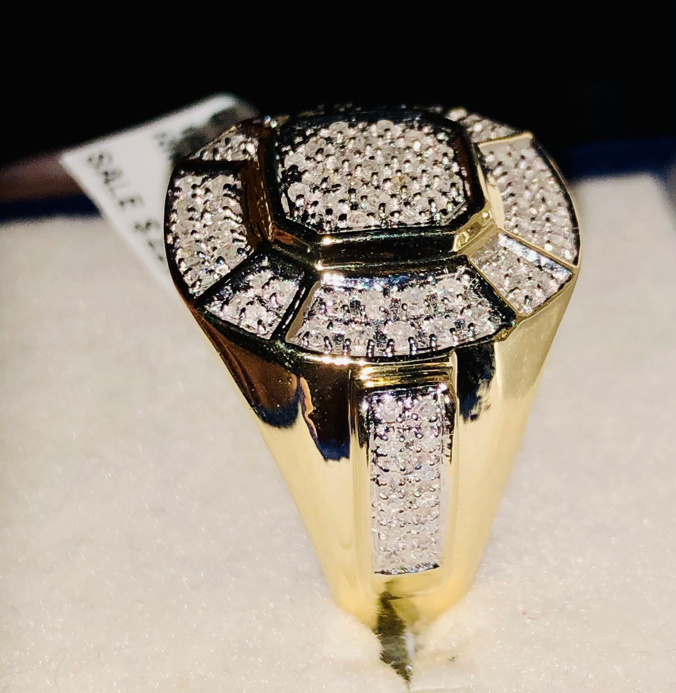 10k solid Real gold real diamond men’s statement ring. Not plated Not Cz No fake stuff here. All real diamonds Custom made bug diamond ring