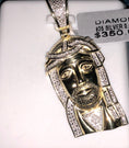 Cargar la imagen en la vista de la galería, Jesus head pendant charm Real Diamonds! Natural diamond custom designed. Best gift best seller huge sale!
