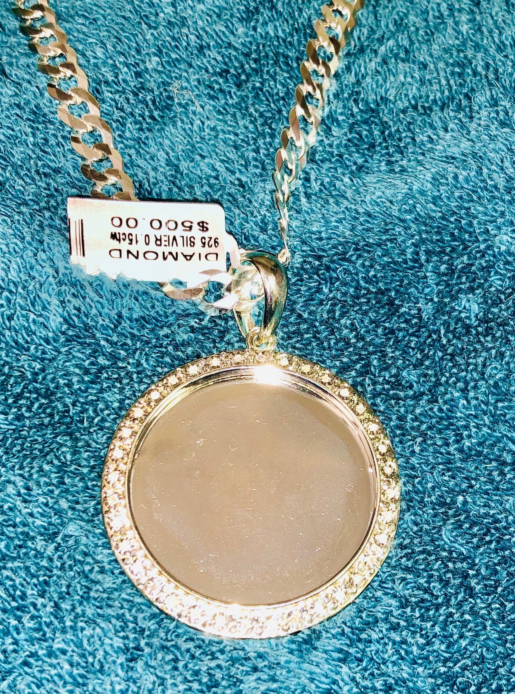 Diamond Memory Pendant Necklace | Custom Picture Pendant | Photo Pendant | In Loving Memory Pendant | Real Diamond Memory Charm, 10k Vermeil