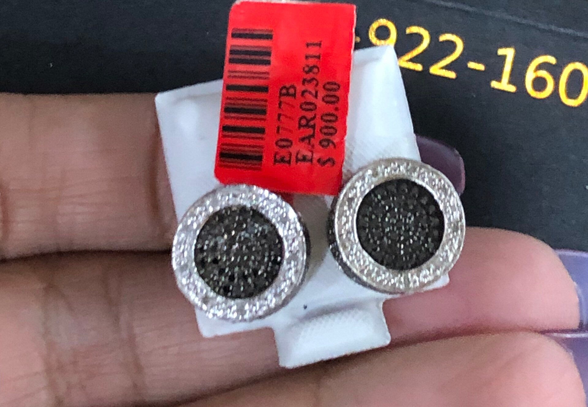 Certified real Diamond black white diamond round earrings. .55ct natural diamonds Comes w/ certificate of authenticity not cz not fake Sale!