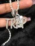 Cargar la imagen en la vista de la galería, Trap Custom Made Silver pendant w diamond cut 18inch rope chain solid 925 stamped
