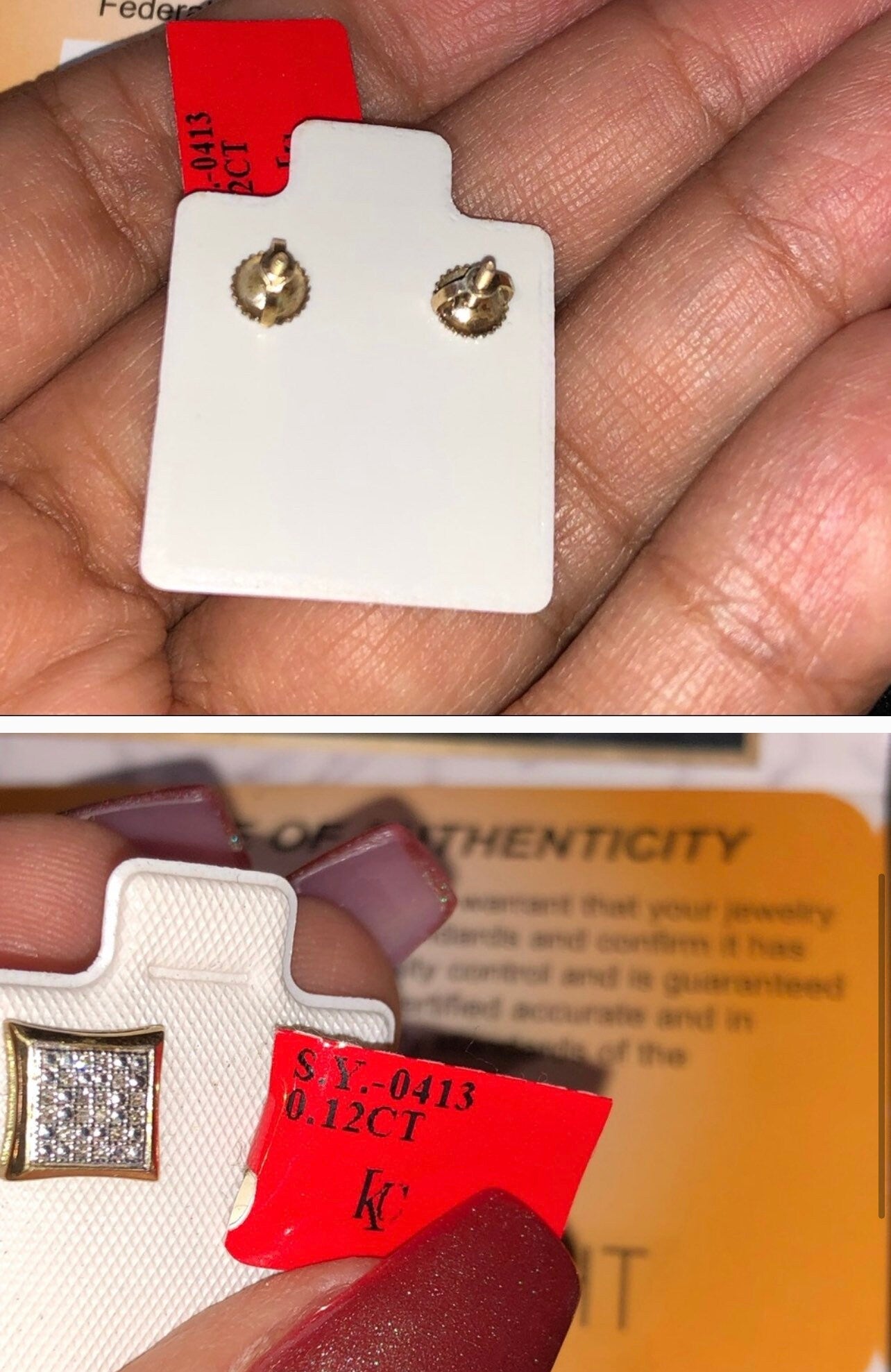 Men’s real diamond earrings! huge sale ! not cz not fake! Certified natural diamonds. Let one left! Unbeatable prices .12cttw