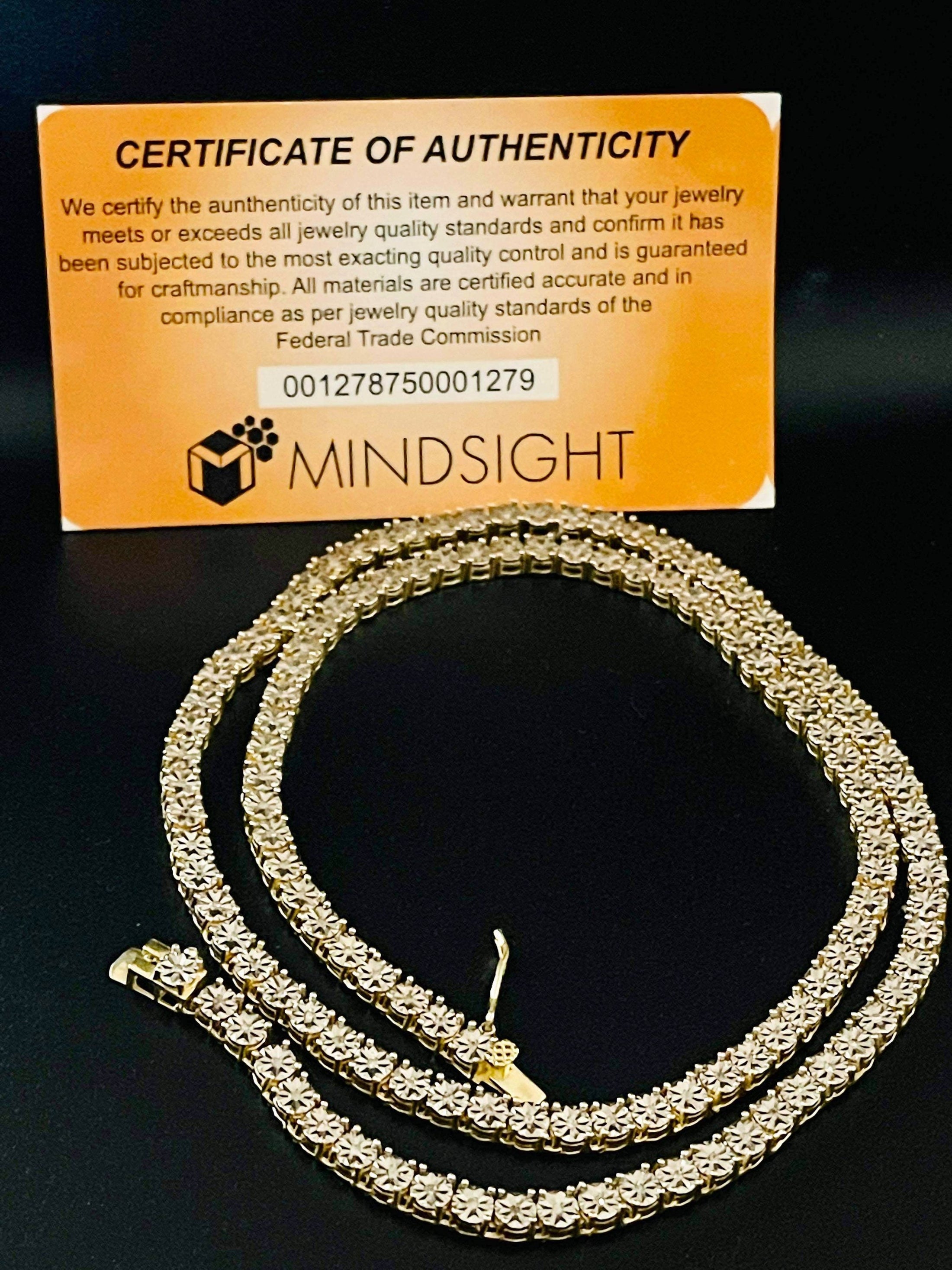 Diamond Tennis Chain | Necklace | 10k Gold Vermeil | Bling | Iced Out | 18 inch Chain | For Him | For Her | Christmas Gift