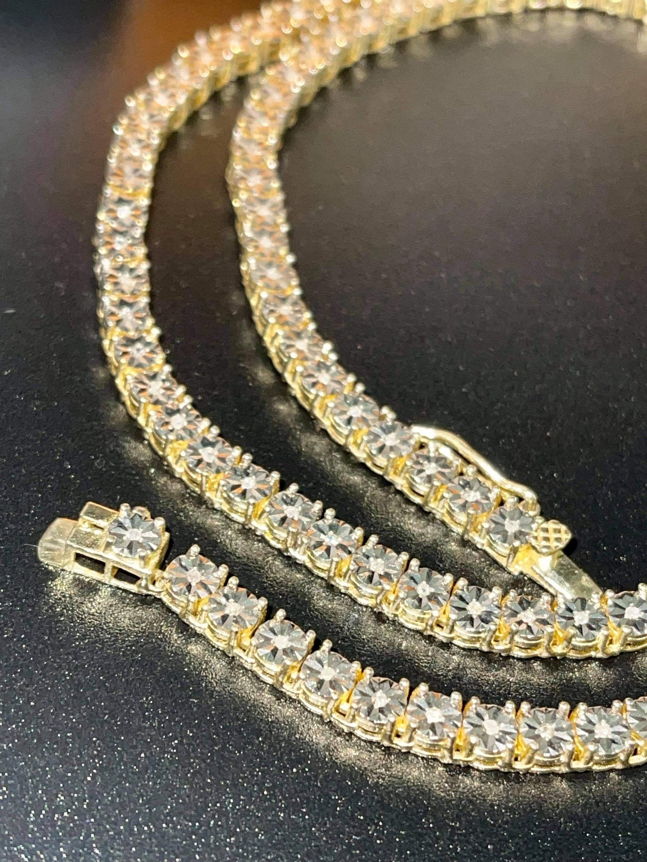 Diamond Tennis Chain | Necklace | 10k Gold Vermeil | Bling | Iced Out | 18 inch Chain | For Him | For Her | Christmas Gift