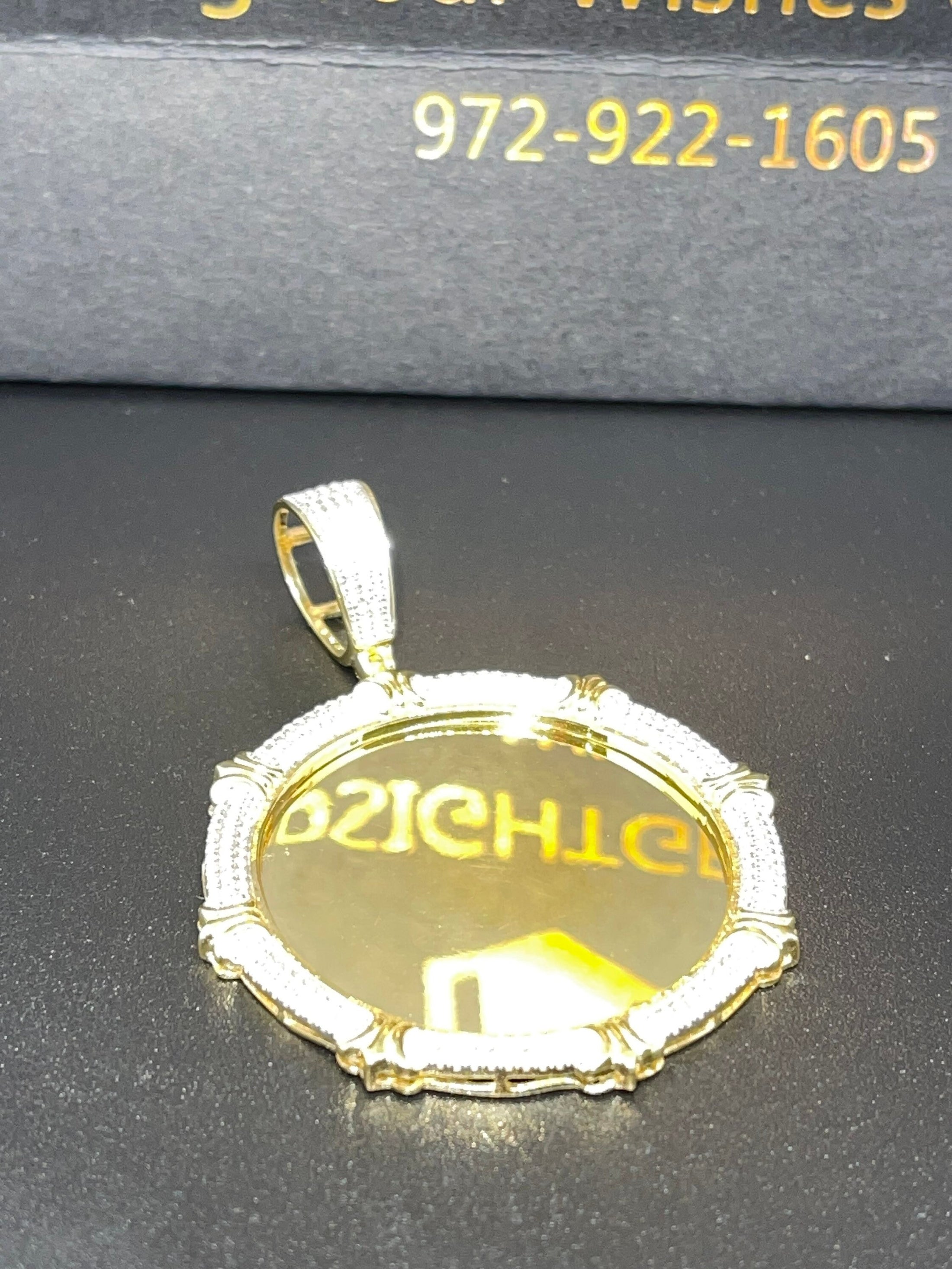 Diamond Memory Pendant Necklace | 10k Gold Vermeil | Custom Name | Picture Pendant | In Loving Memory Pendant | Christmas Gift