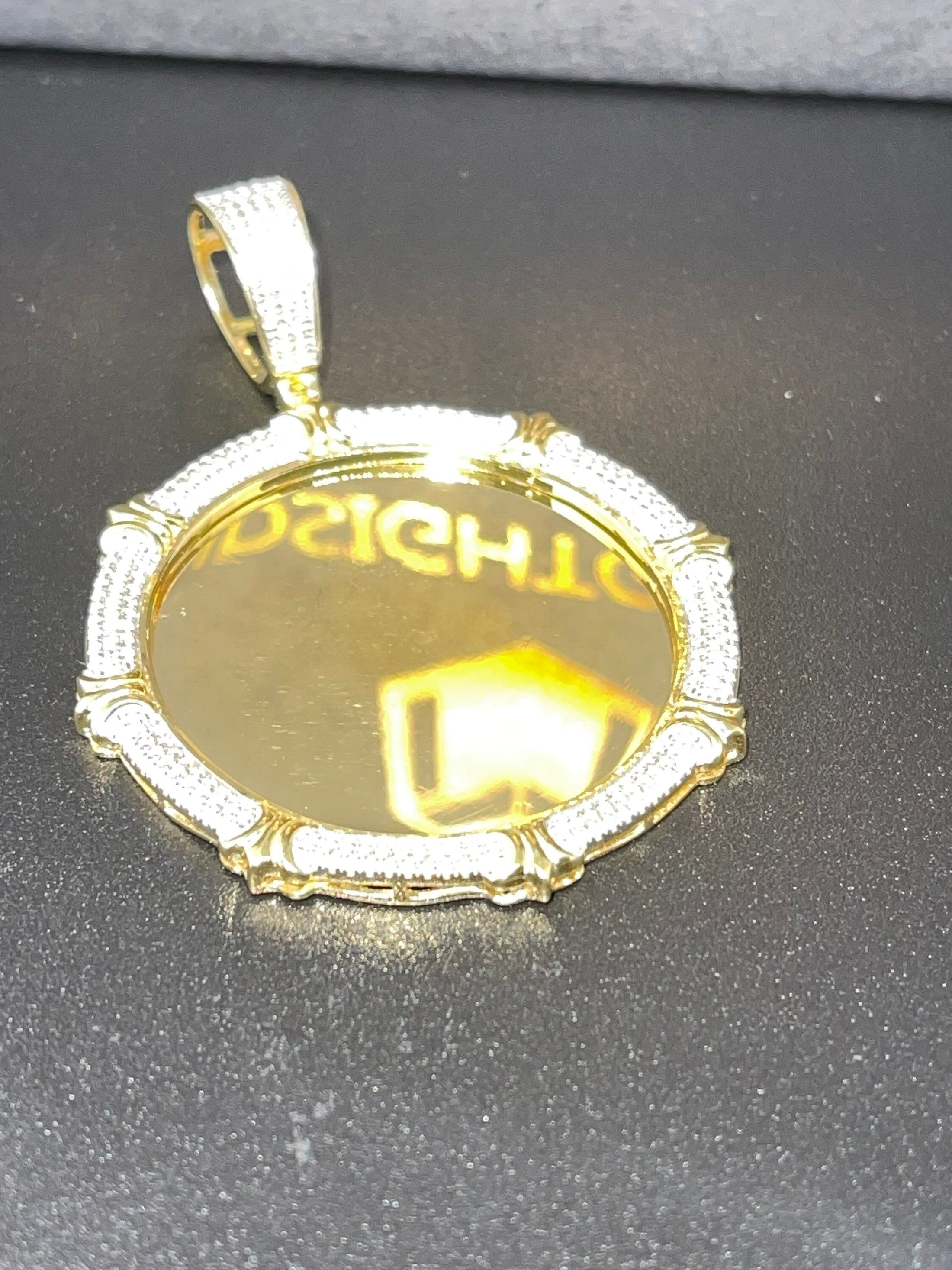 Diamond Memory Pendant Necklace | 10k Gold Vermeil | Custom Name | Picture Pendant | In Loving Memory Pendant | Christmas Gift