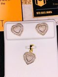Cargar la imagen en la vista de la galería, Real Diamond Gift for Women. Real Diamond Heart earrings and pendant set .40cttw Natural diamonds, NOT CZ not lab made, best gift for women
