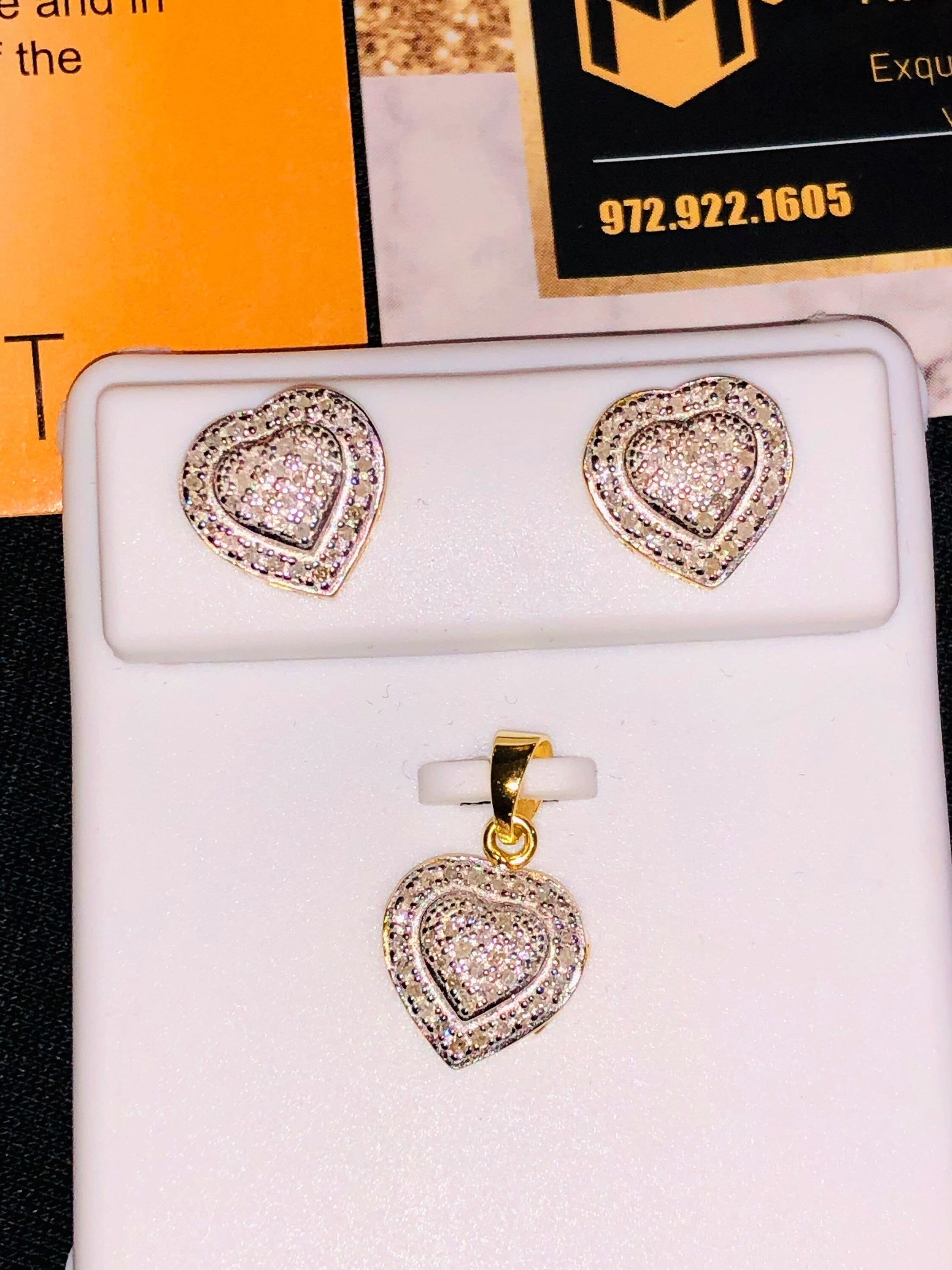 Real Diamond Gift for Women. Real Diamond Heart earrings and pendant set .40cttw Natural diamonds, NOT CZ not lab made, best gift for women