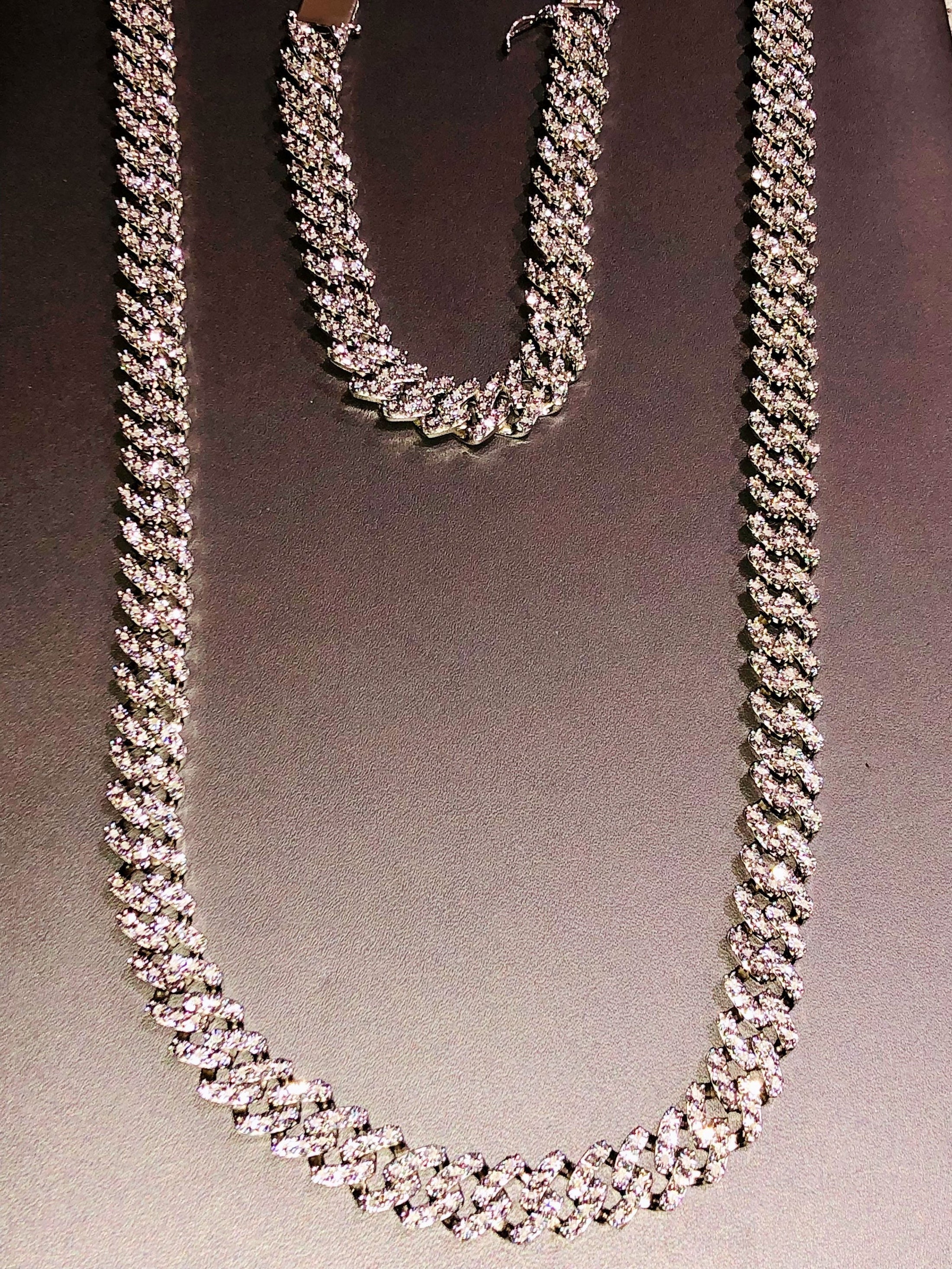 Real Diamond Cuban Link Chain | For Him | For Her | Real Diamond Chain | Birthday Gift | 14k White Gold Vermeil | 100% pass Diamond Testers,