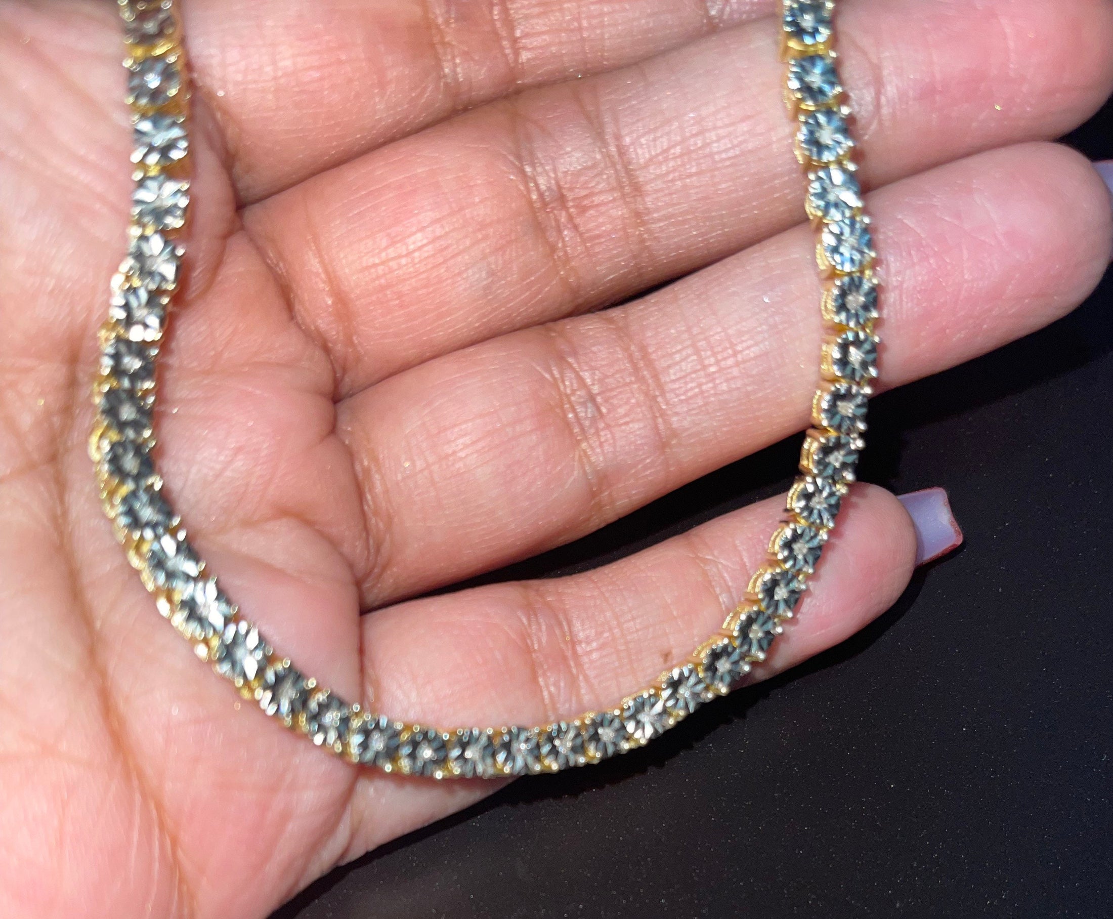 Diamond Tennis Chain | Necklace | 10k Gold Vermeil | Bling | Iced Out | 18 inch Chain | For Him | For Her | Christmas Gift