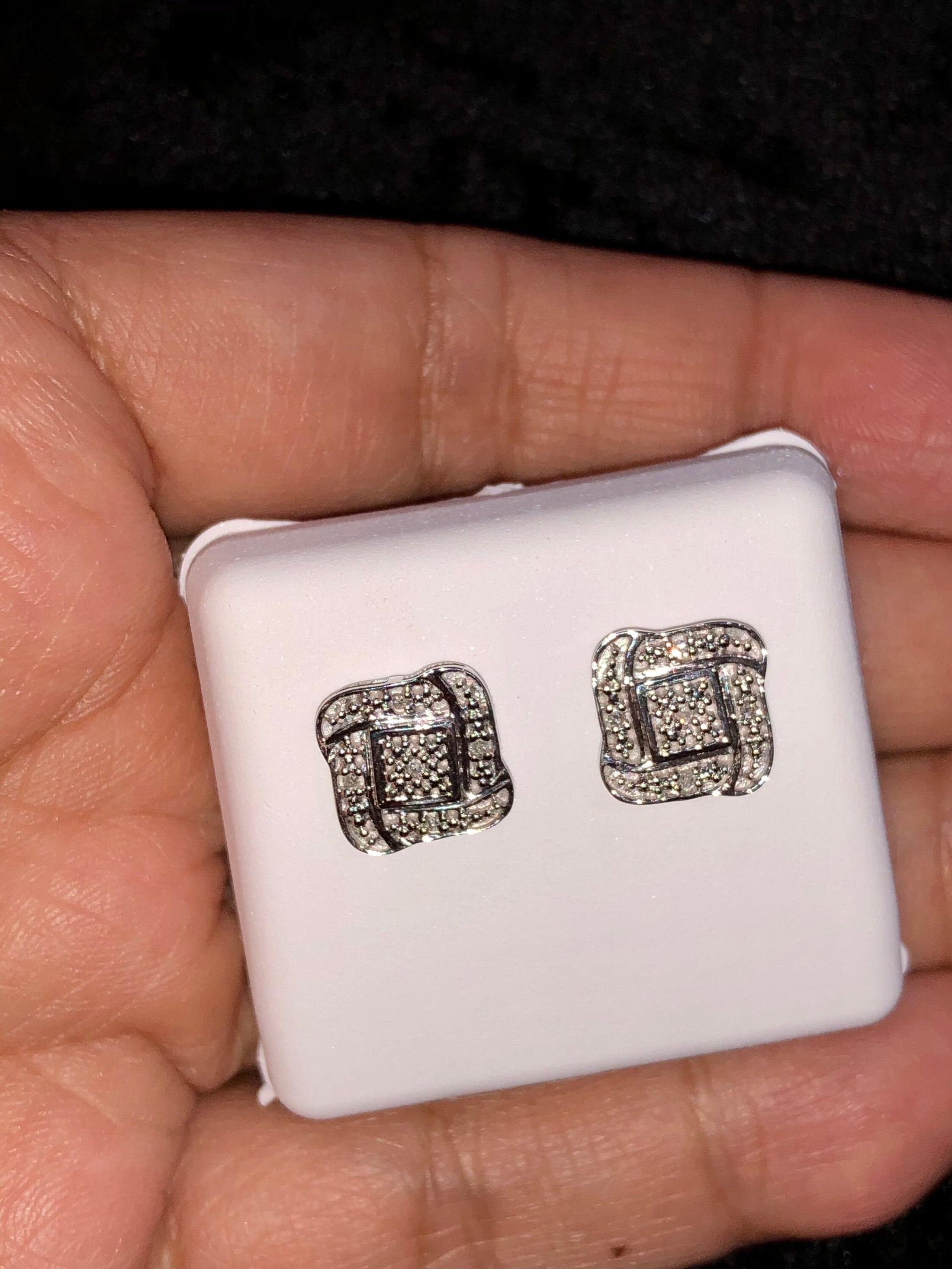 Must have Real Diamond Square Earrings. Not CZ not moissanite 100% natural real diamonds. Certificate of authenticity included. Huge Sale!