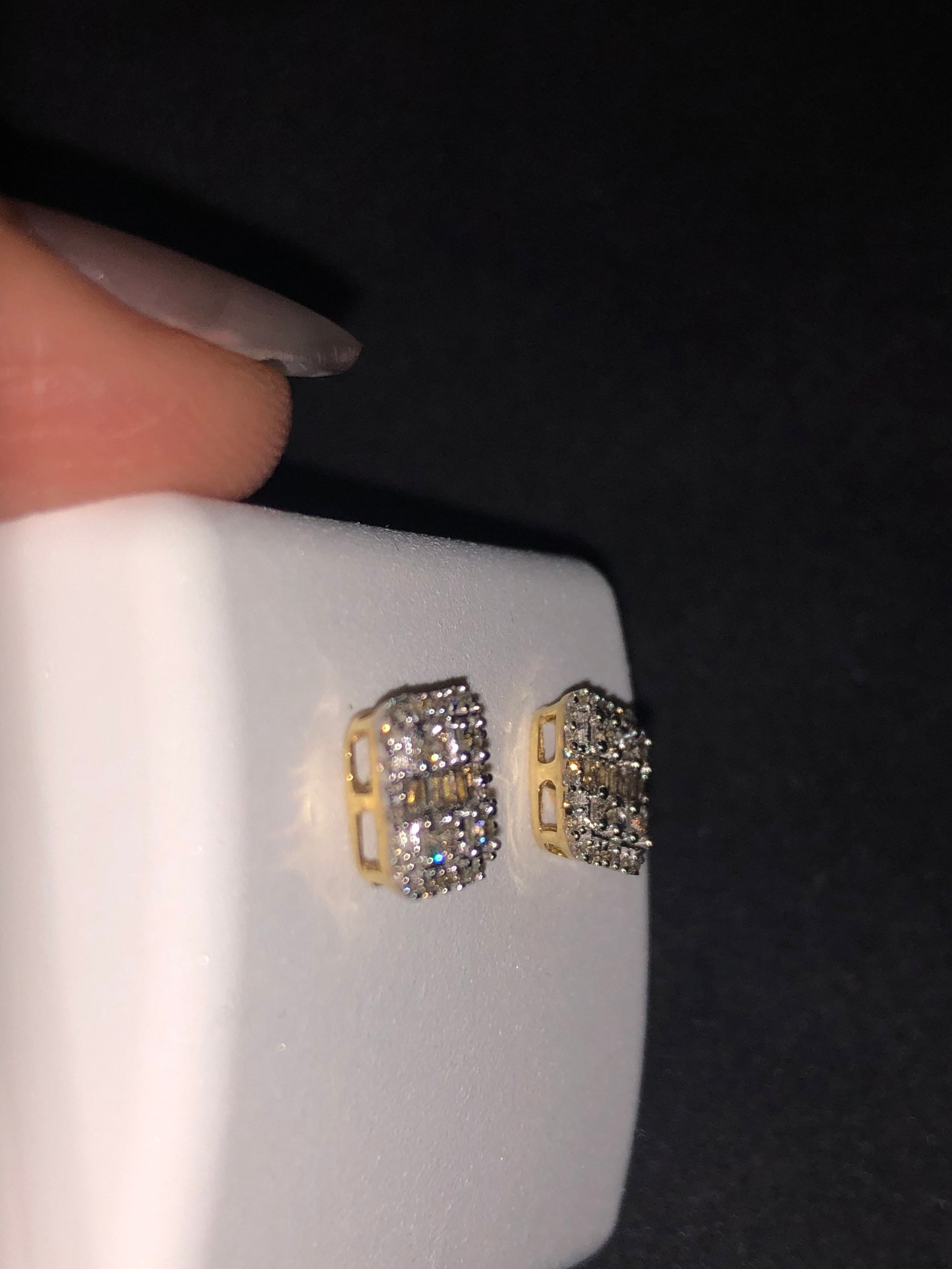 Custom made 10k real solid gold all natural real diamonds earrings not CZ not moissanite not plated comes with certificate of authenticity!