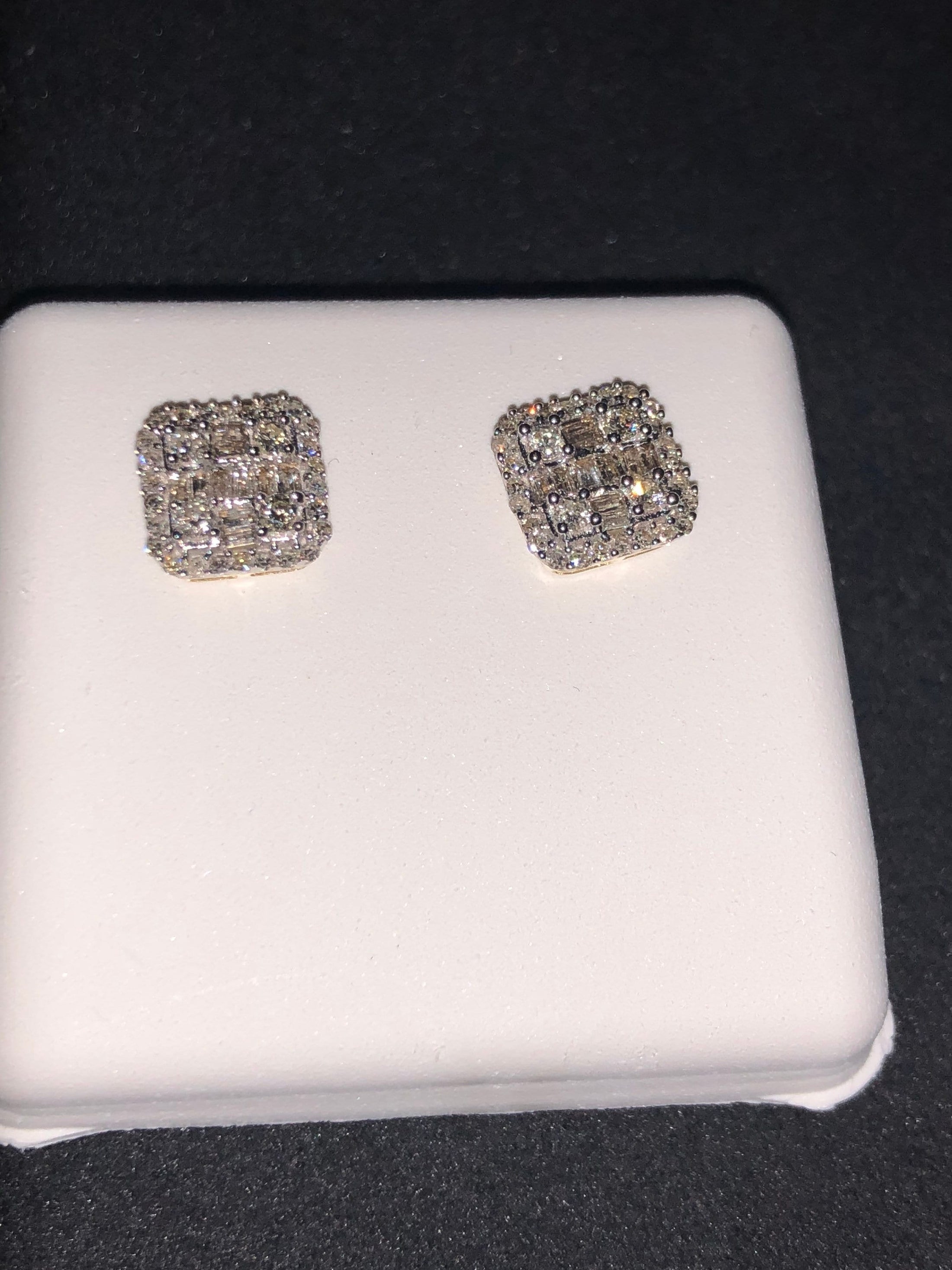 Custom made 10k real solid gold all natural real diamonds earrings not CZ not moissanite not plated comes with certificate of authenticity!