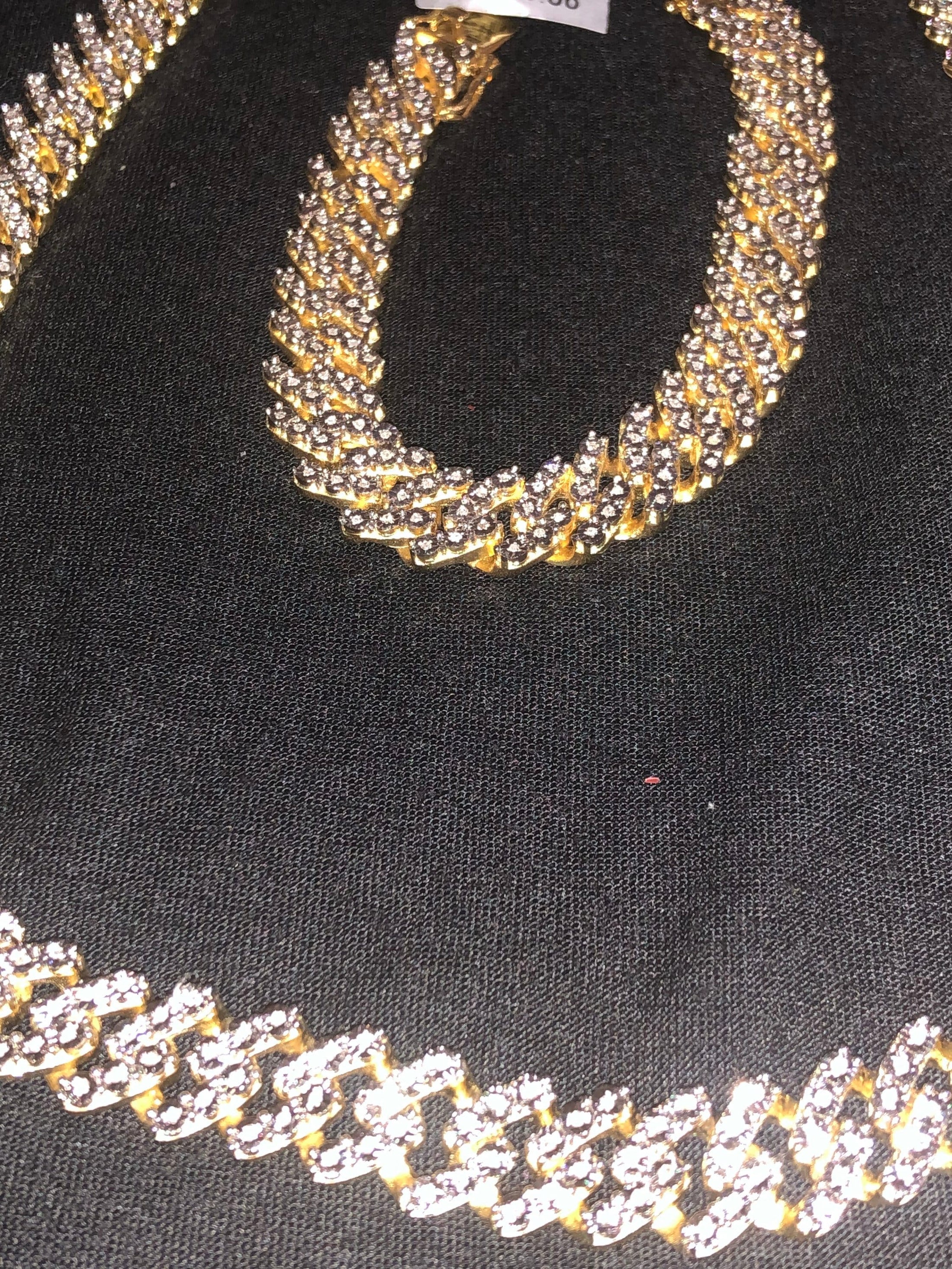 Men’s real diamond Cuban link solid chain & matching Bracelet set w/ Real Diamonds 100% natural diamonds Etsy buyer protection included SALE