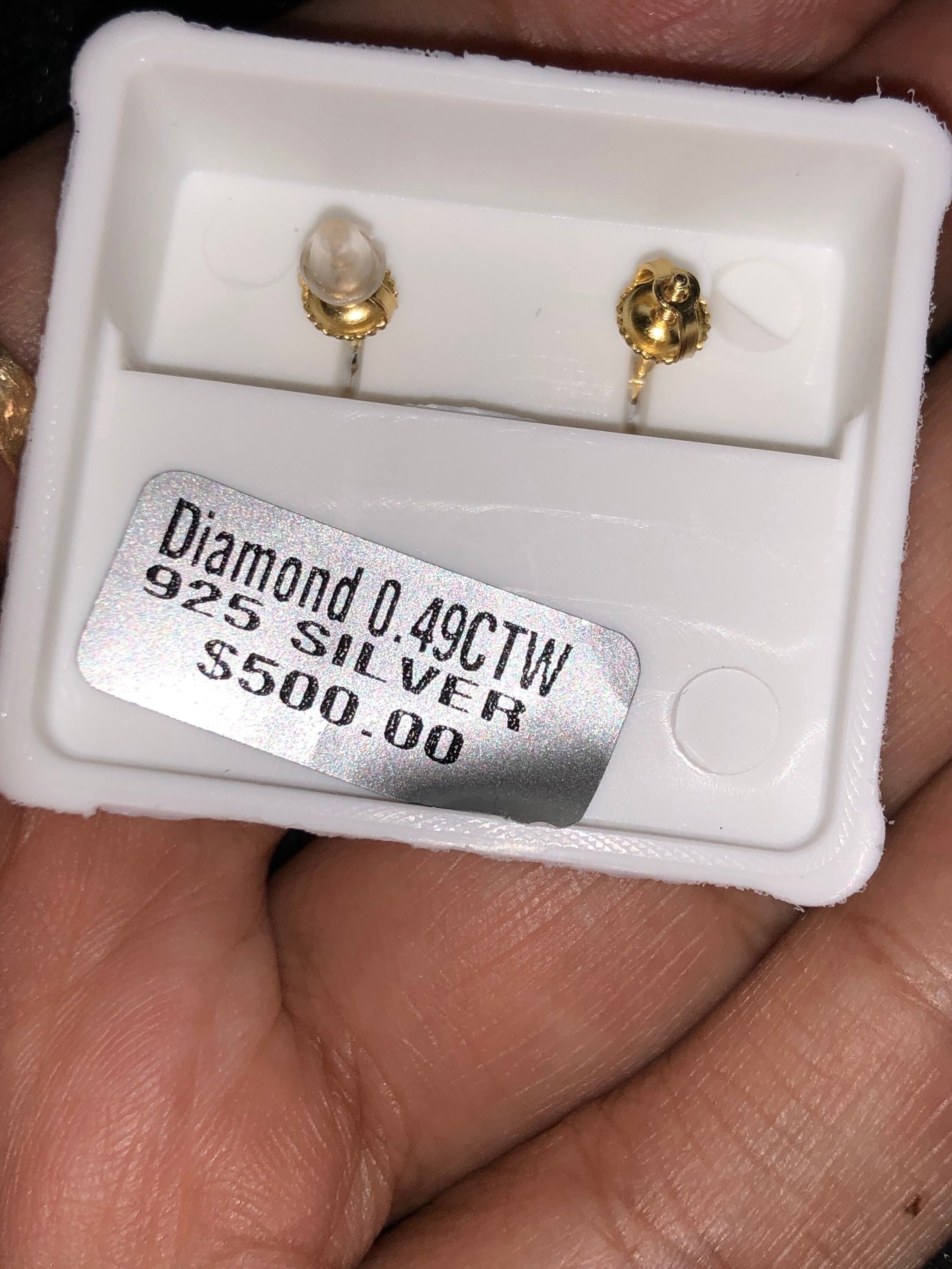 Real diamond earrings not CZ not moissanite comes w/ gift packaging and certificate of authenticity. Huge sale best gift!