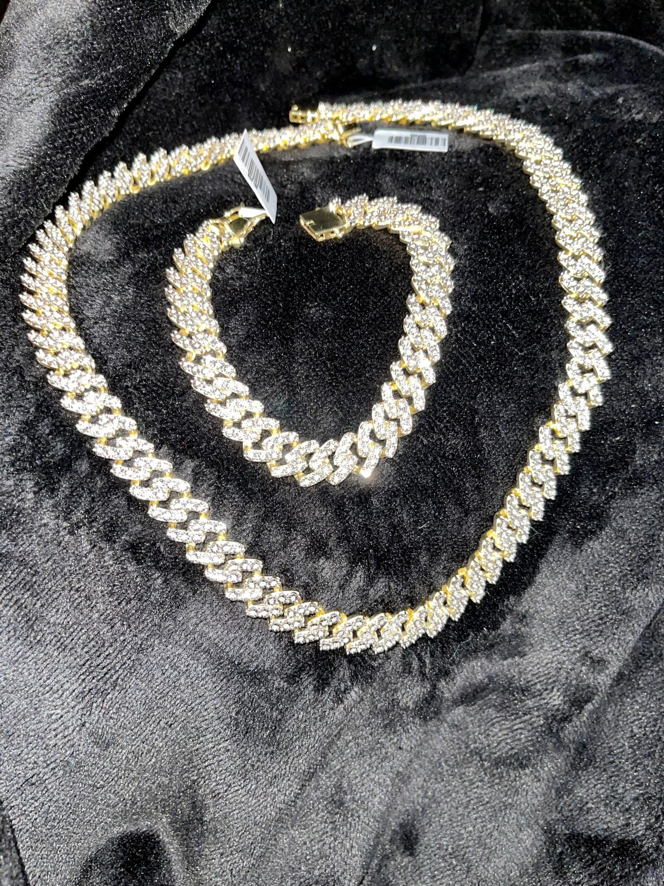 Real diamond Cuban link solid chain not cz not moissanite matching bracelet custom made 3ct natural diamond gift packaging and certified