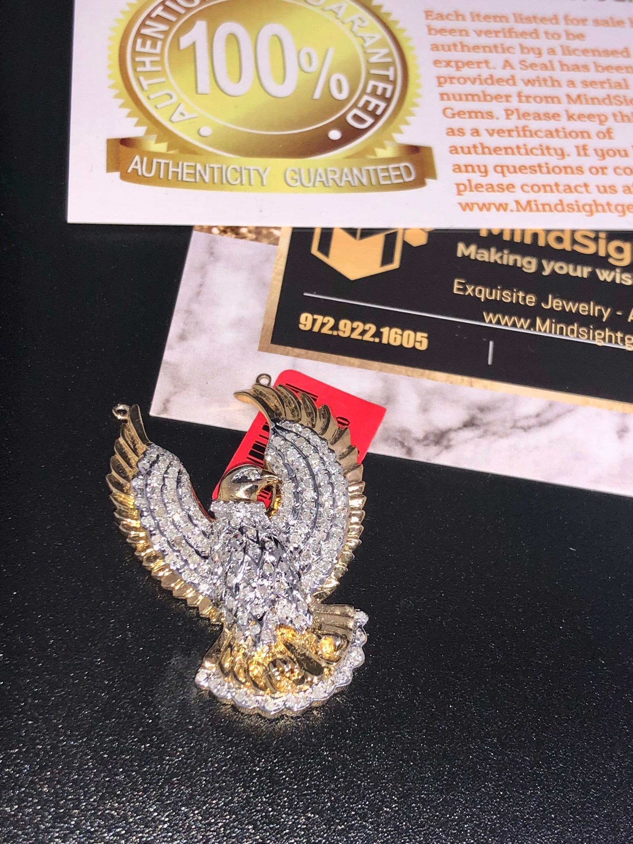 Real Diamond custom made Eagle pendant 1/3cttw natural diamonds! Not CZ not moissanite Certificate of authenticity card included! Best gift