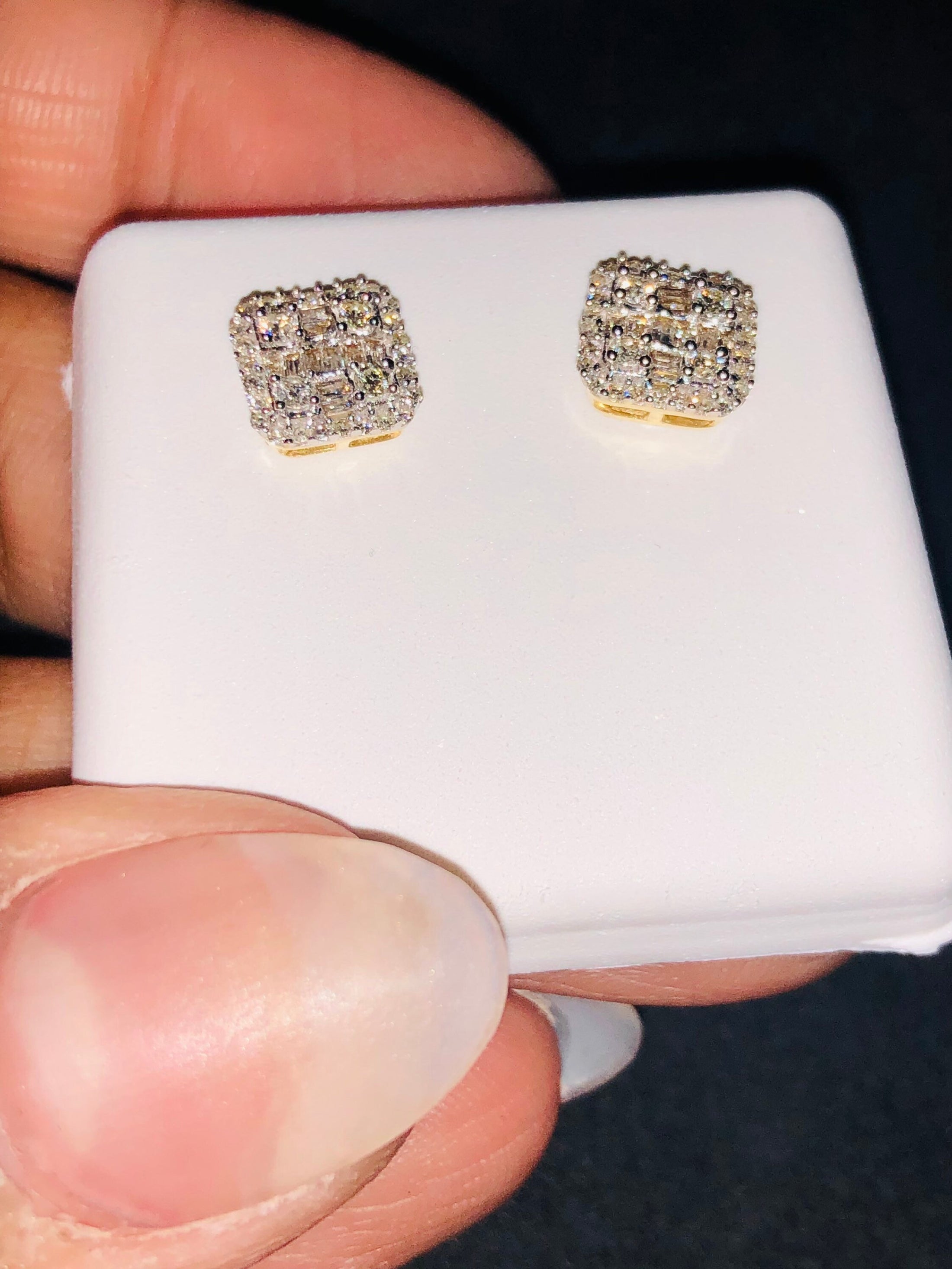 Custom made 10k real solid gold all natural real diamonds earrings not CZ not moissanite not plated comes with certificate of authenticity!