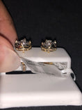 Cargar la imagen en la vista de la galería, 10k solid gold real diamond round solitaire custom made designer earrings not CZ not moissanite not plated comes w/ authenticity card incl.
