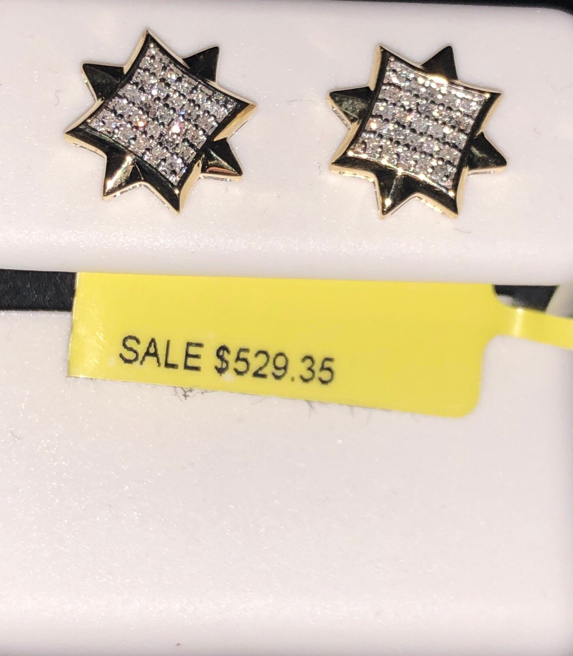 10k solid gold designer real diamond earrings. Not CZ not moissanite not plated authenticity certificate included.