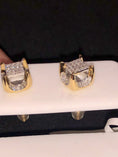 Cargar la imagen en la vista de la galería, 10k solid gold real diamond designer earrings. So beautiful perfect Gift comes w/ certificate of authenticity & gift packaging best gift!
