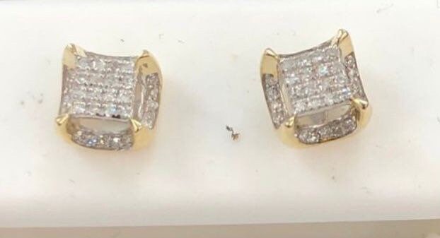 10k solid gold real diamond designer earrings. So beautiful perfect Gift comes w/ certificate of authenticity & gift packaging best gift!
