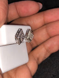 Load image into Gallery viewer, Real natural diamond .30 ct white gold tone square earrings. Not CZ not moissanite not lab comes w/ gift box & certificate of authenticity
