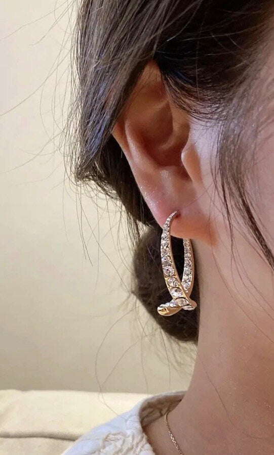 Diamond Hoop Earrings | Designer Dangle | Beautiful Custom Made Earrings From Dubai Gold Souk | Christmas Gift