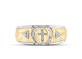 Load image into Gallery viewer, Real diamond cross mens gold band. Not CZ best gift! Comes w gift packaging and certificate of authenticity! All natural diamonds
