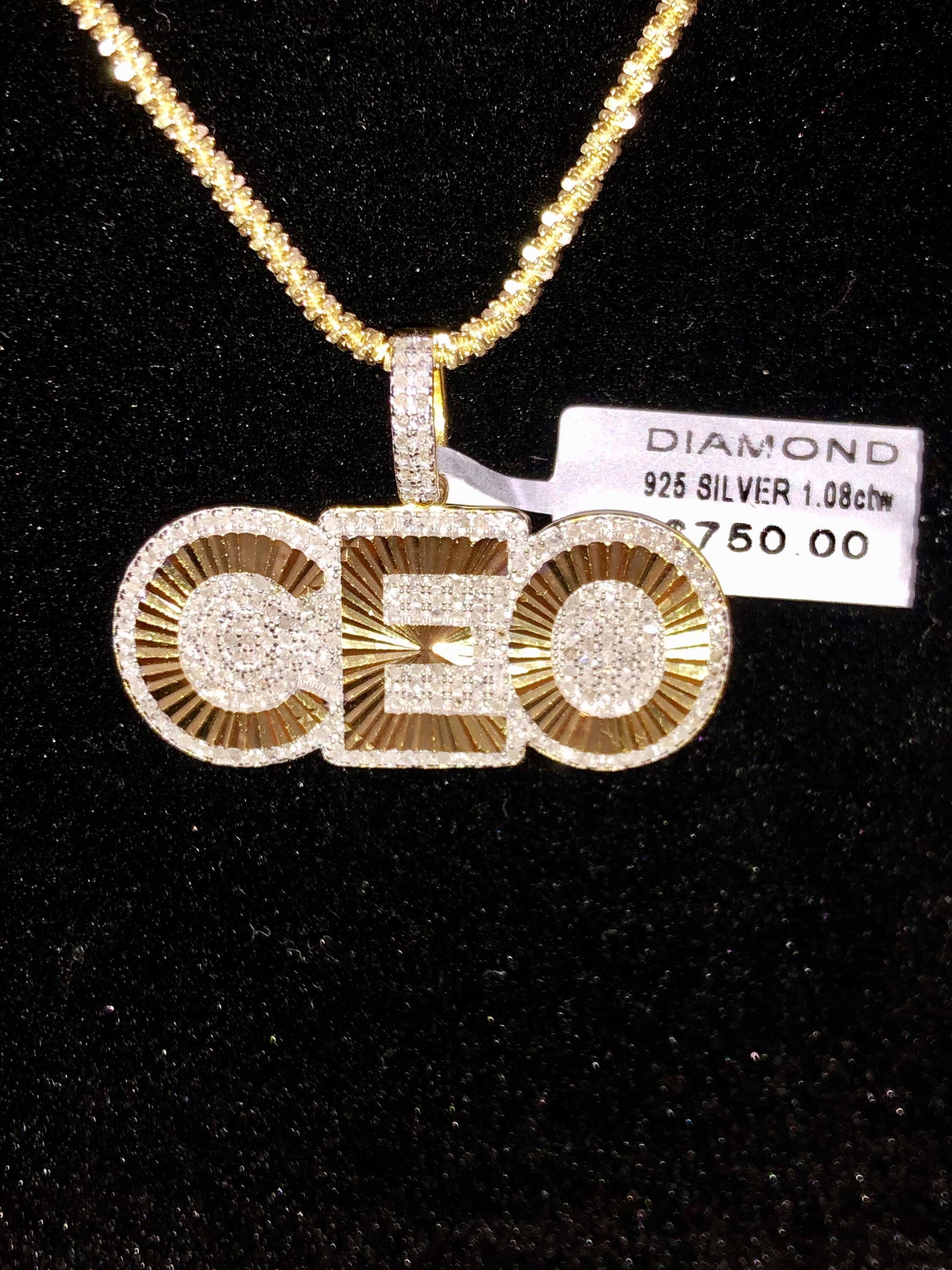 Real diamond CEO pendant charm custom designed 1.08ct natural diamonds not CZ not moissanite unbeatable prices! Comes w/ authenticity card