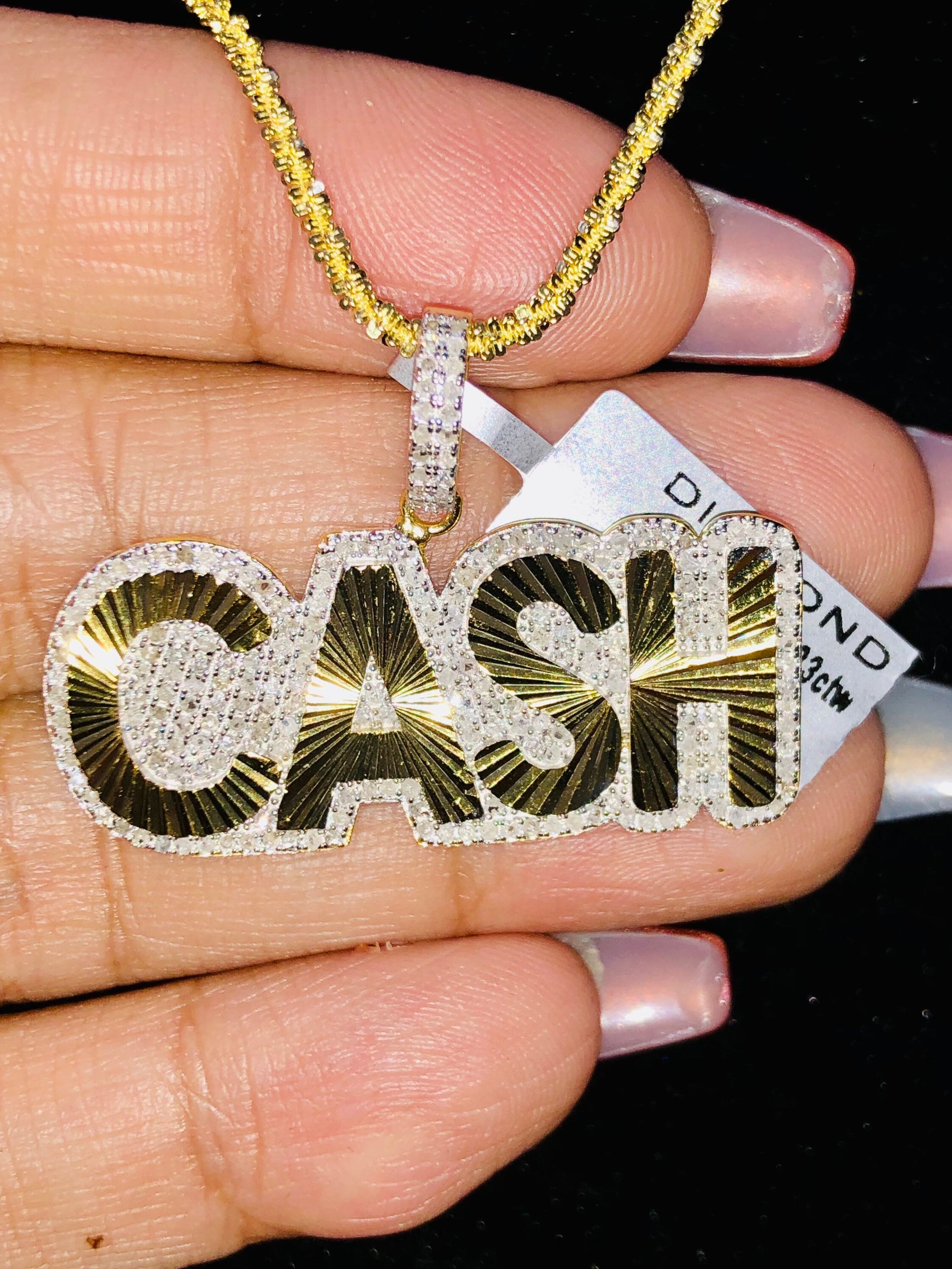 Real diamond Cash pendant custom designed .83ct natural diamond not CZ not moissanite comes w/authenticity card best holiday gift! Must have