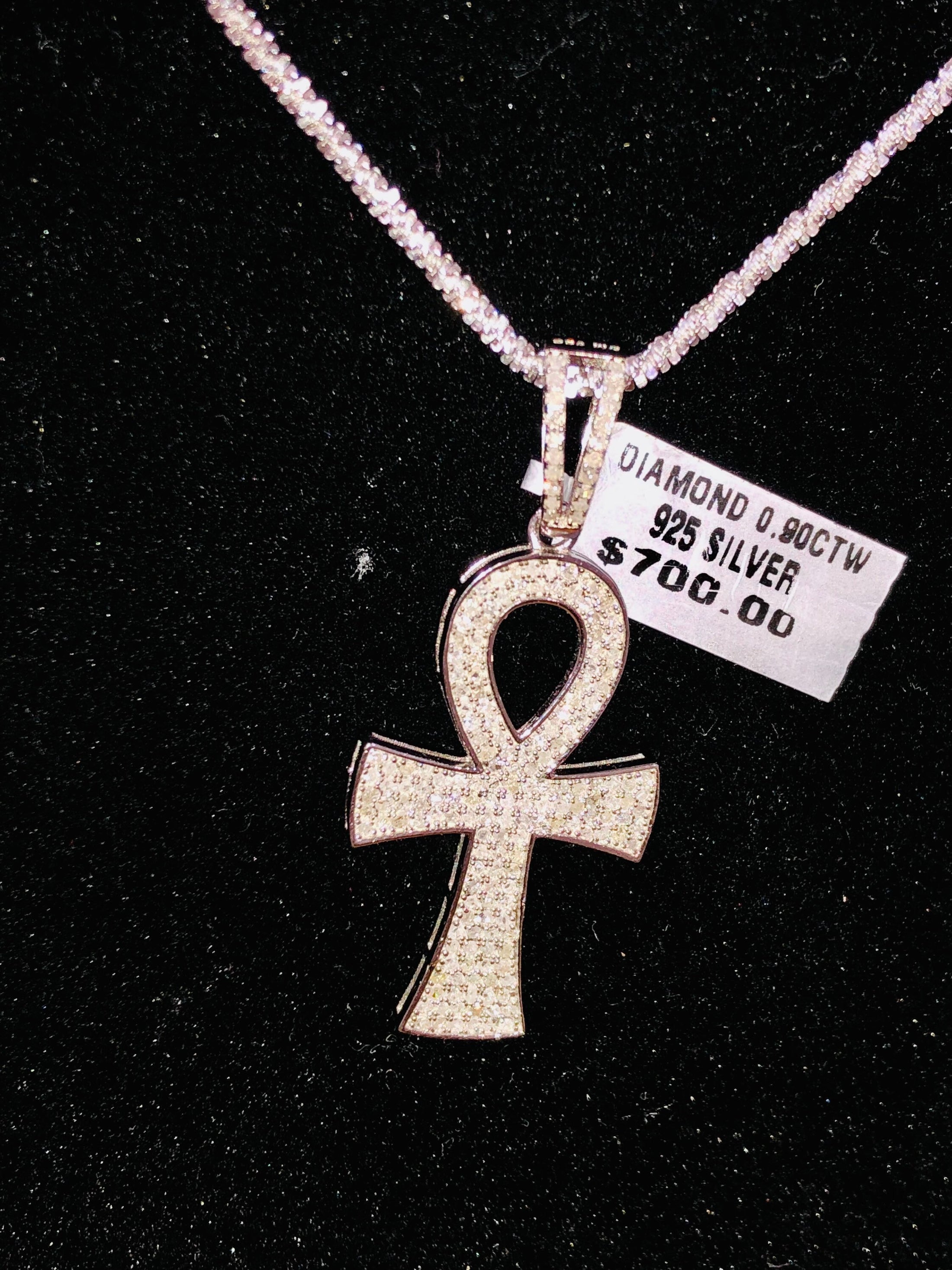 Real Diamond Ankh pendant not c not moissanite comes w- authenticity card free gift packaging best seller popular w/ so many people .90ct