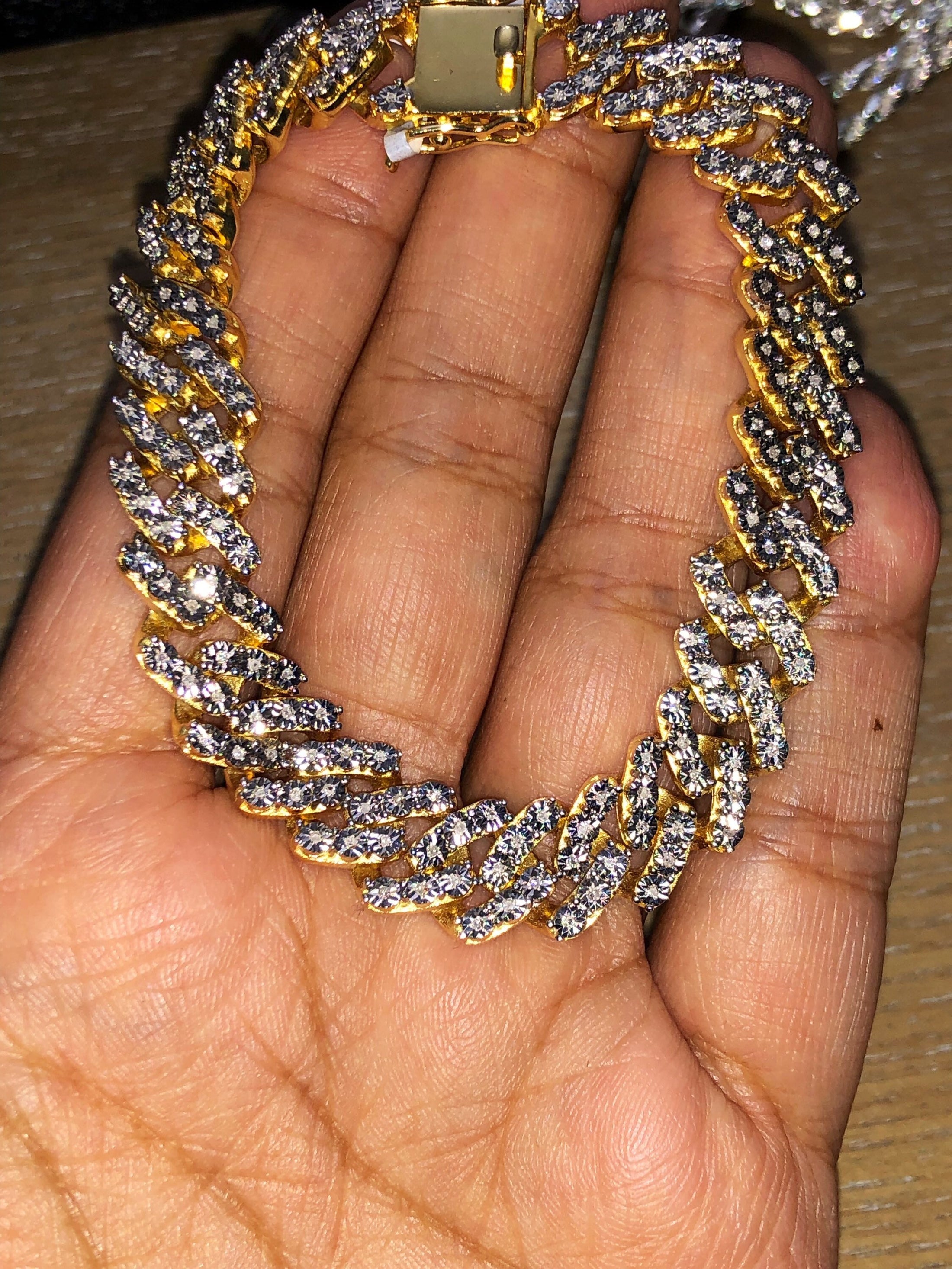 Real Diamond 14k Gold Vermeil Cuban link chain & bracelet set, gift for him, Anniversary gift, Birthday present, Gift for her FREE Appraisal
