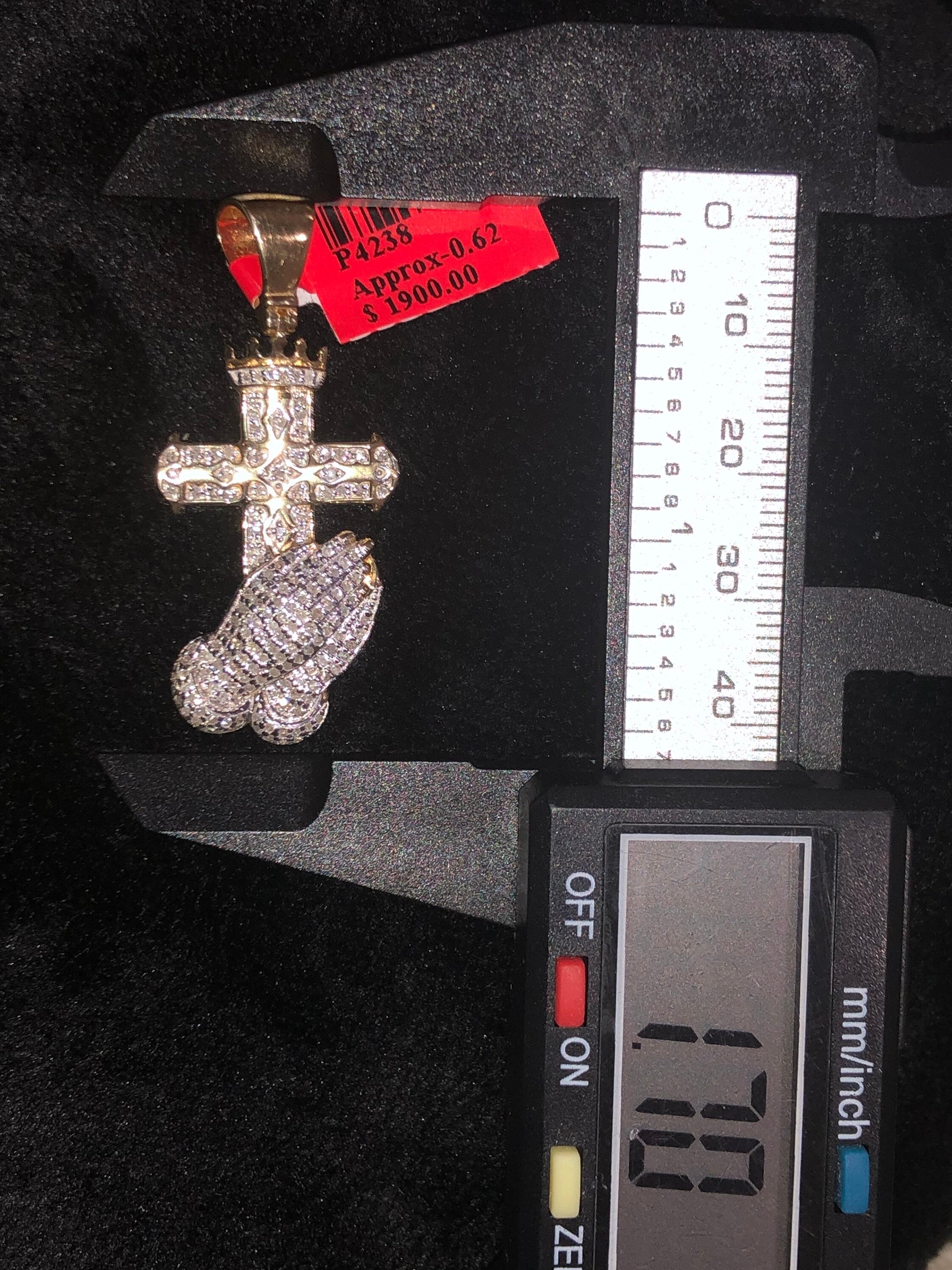 Real Diamond Custom Made Cross Prayer hand pendant charm Not CZ Not lab made Gift Box and Authenticity card included. best seller Gift! Sale