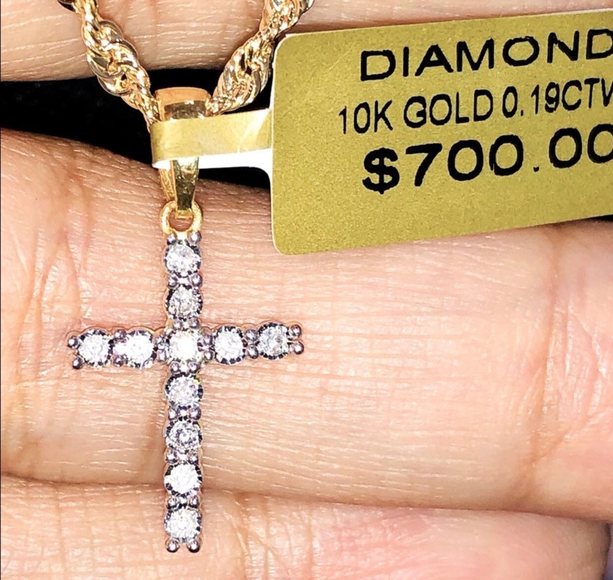 10K Real Gold | Natural Diamond Necklace | Luxury Diamond Jewelry | Religious Jewelry | Gold Cross Charm | Real Diamond Pendant | Cross Sale