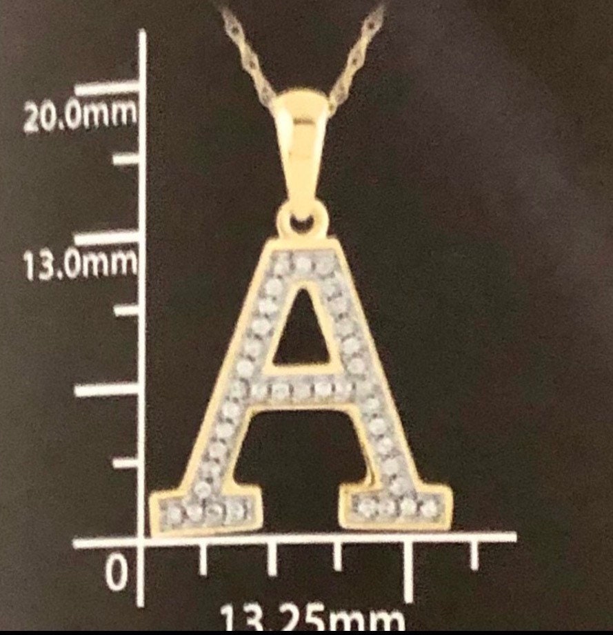 10k Solid Gold | Monogram Pendant Necklace | Diamond Letter Pendant | Initial Necklace | Name Pendant | Letter Charm Pendant | Christmas