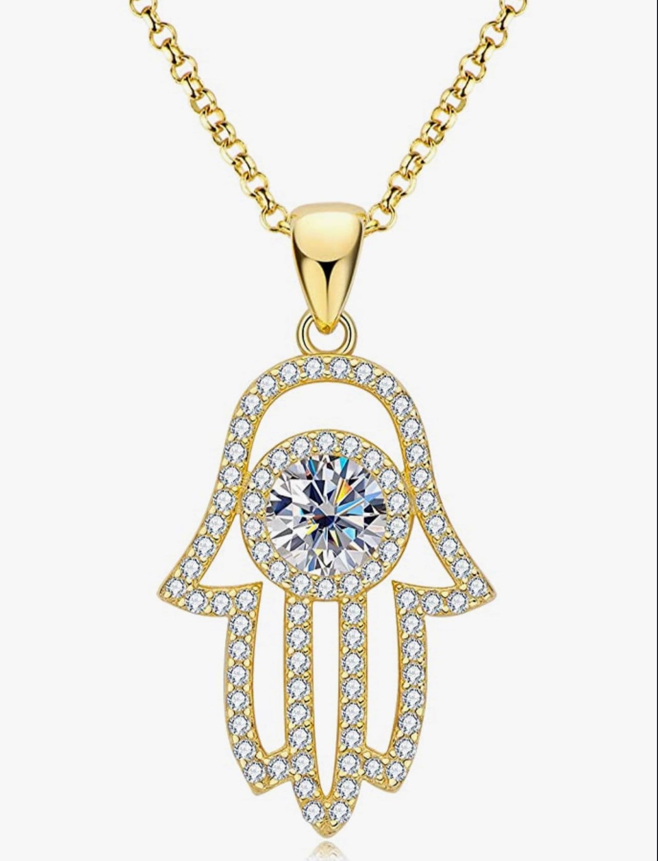 GRA certified Hamsa Evil Eye diamond necklace best gift for your loved one this holiday! 1ct brilliant cut diamond GRA Certificate included