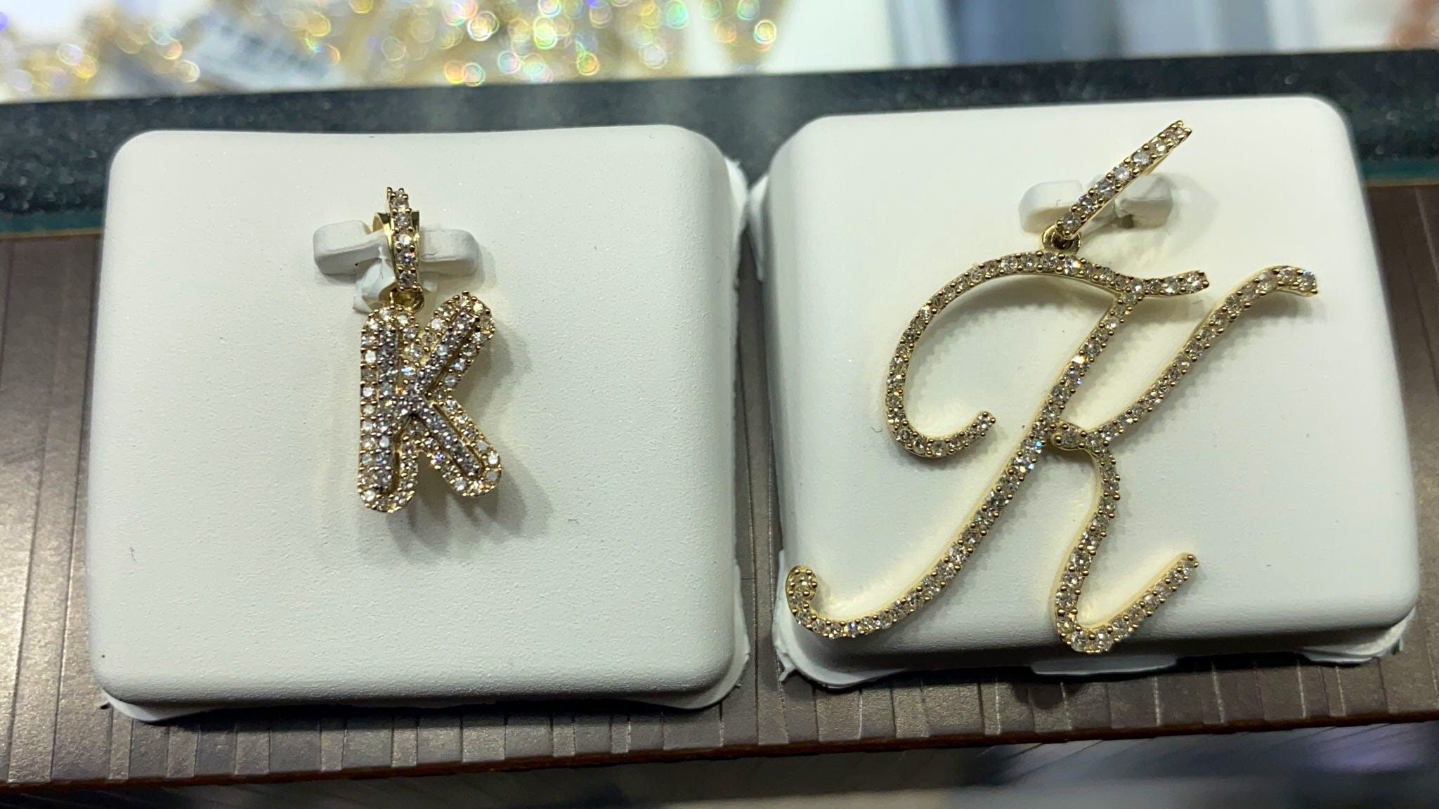 10k Solid Gold | Monogram Pendant Necklace | Diamond Letter Pendant | Initial Necklace | Name Pendant | Letter Charm Pendant | Christmas