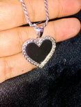 Cargar la imagen en la vista de la galería, Beautiful Real Diamond Heart Memory Charm Pendant w/diamond cut solid rope chain Not CZ not plated Authenticity card & holiday gift!
