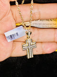 Cargar la imagen en la vista de la galería, Cross Pendant Charm | 10k Gold | Genuine | Real Diamond | Charm Chain Set | Christmas Gift
