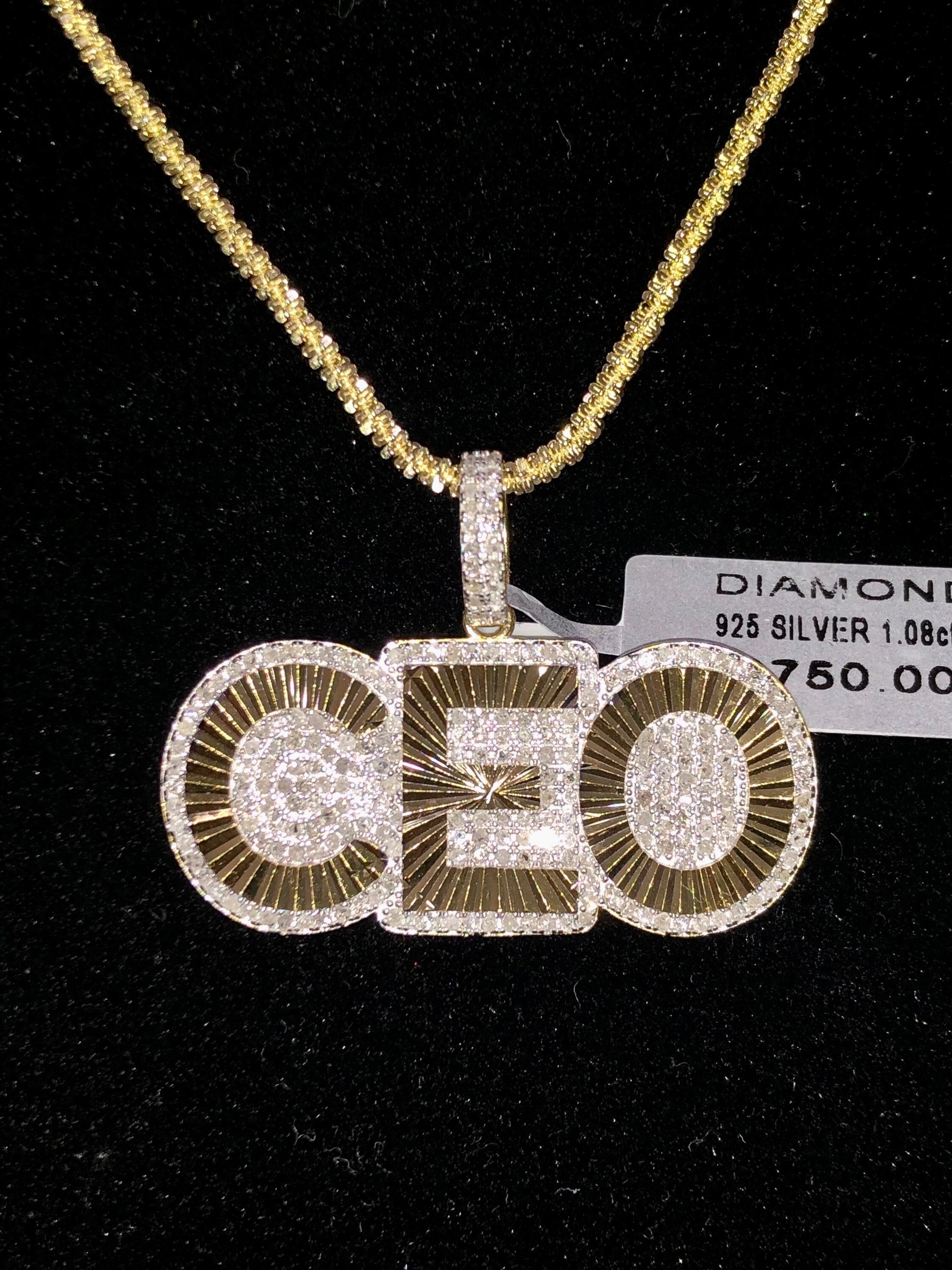 Real diamond CEO pendant charm custom designed 1.08ct natural diamonds not CZ not moissanite unbeatable prices! Comes w/ authenticity card