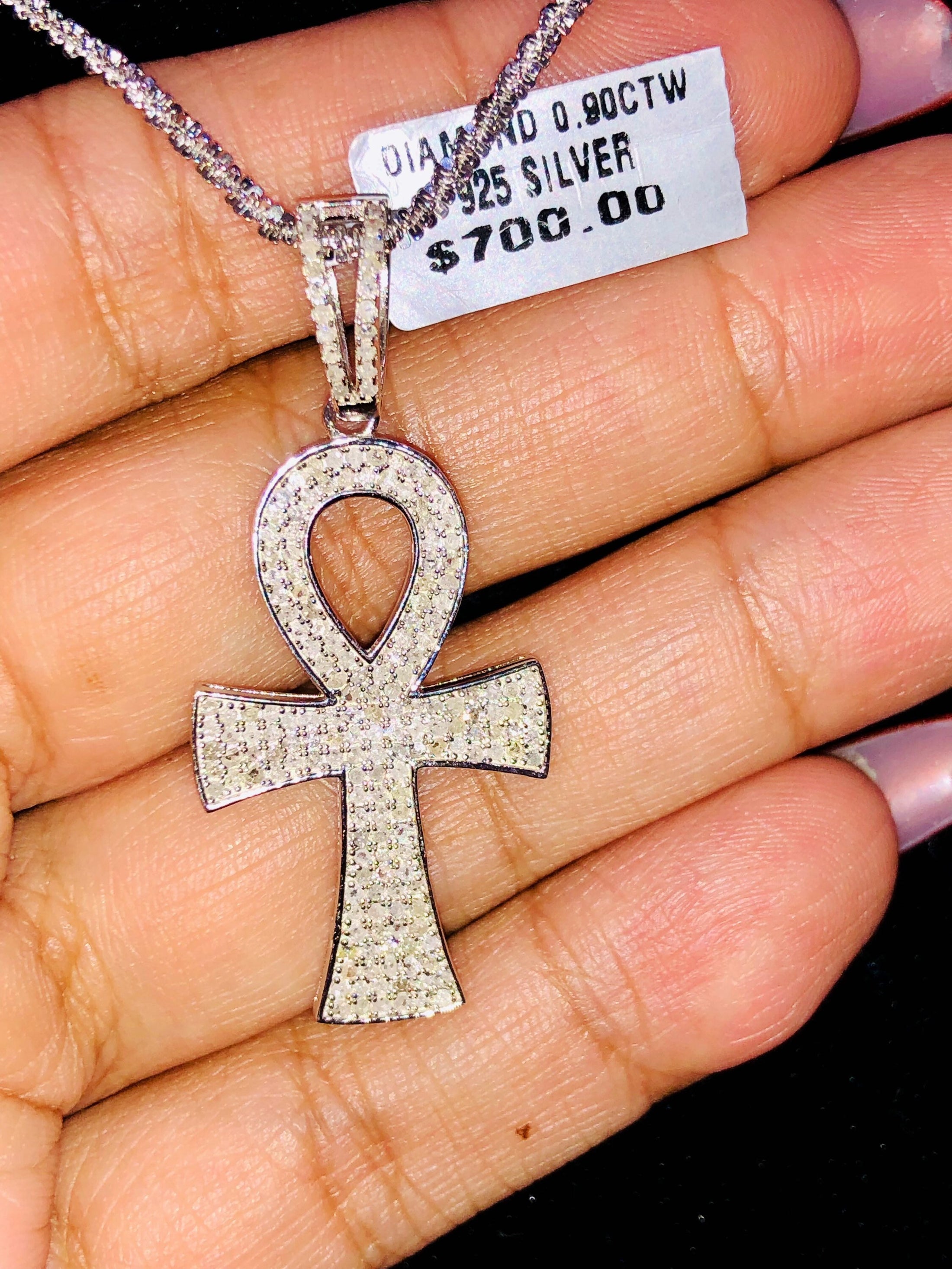 Real Diamond Ankh pendant not c not moissanite comes w- authenticity card free gift packaging best seller popular w/ so many people .90ct