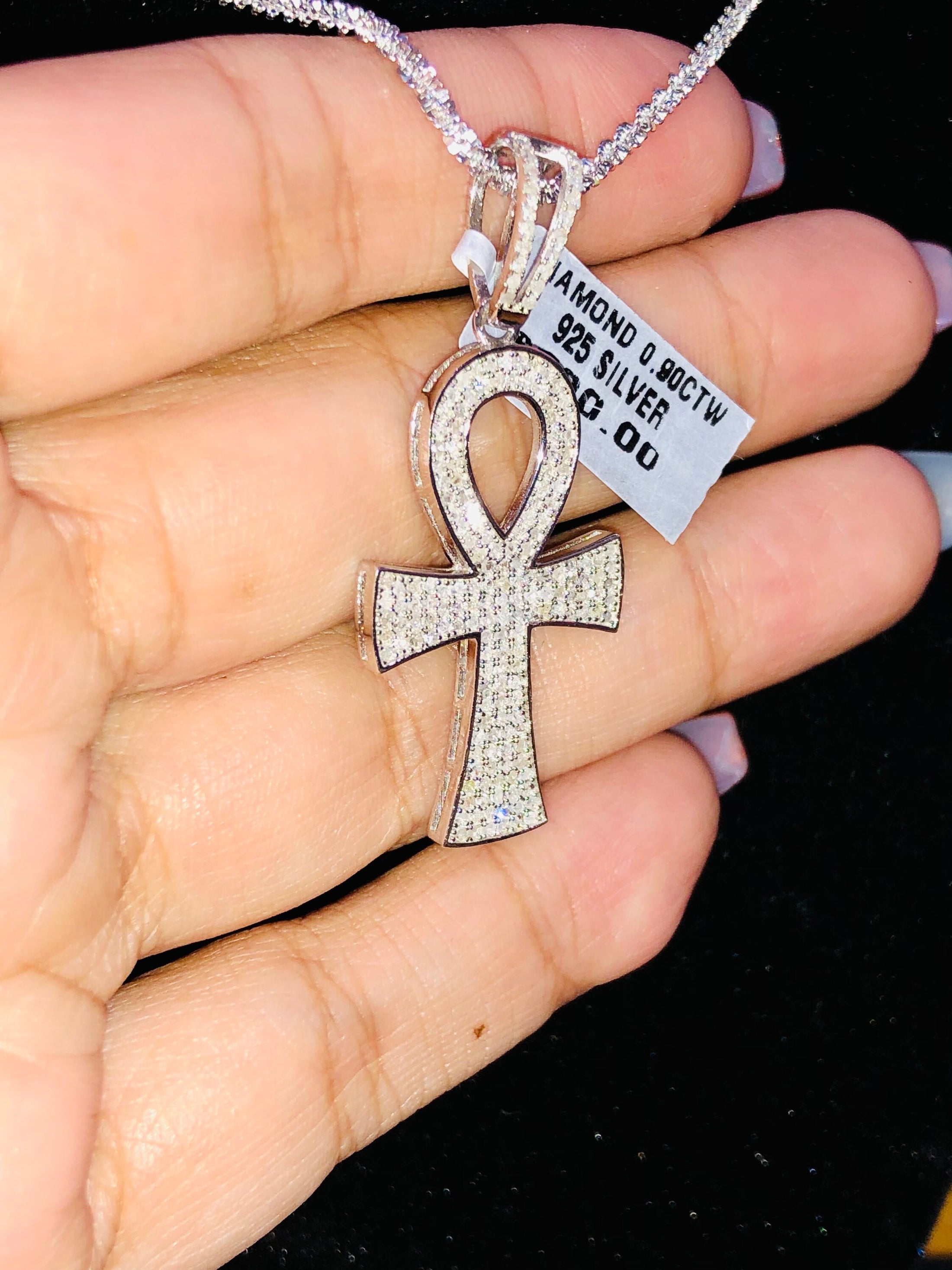 Real Diamond Ankh pendant not c not moissanite comes w- authenticity card free gift packaging best seller popular w/ so many people .90ct