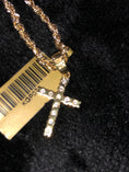 Load image into Gallery viewer, 10k solid gold real diamond cross pendant charm w solid gold chain Not CZ not plated not moissanite! Comes w/ gift box and appraisal! Sale!
