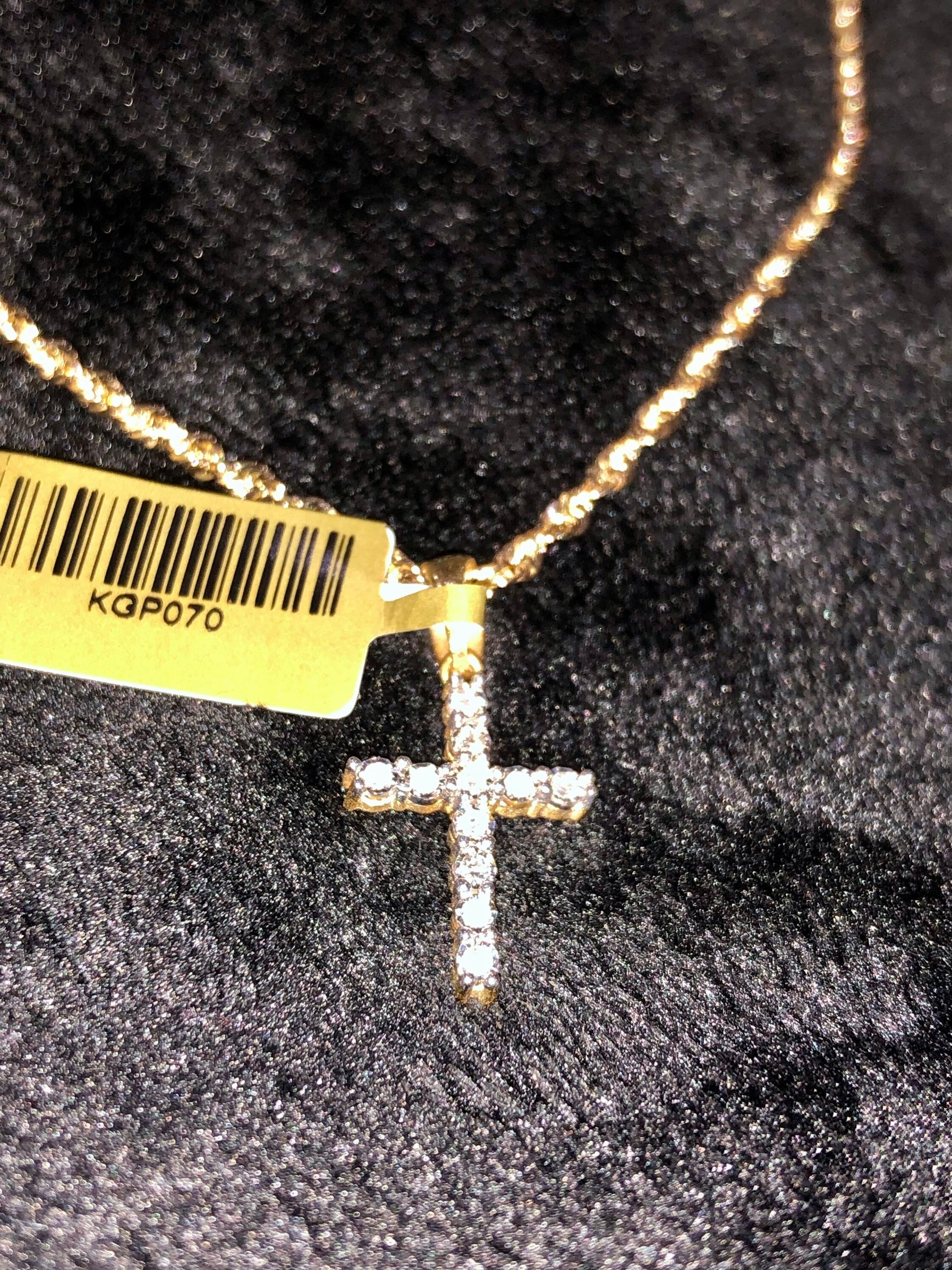 10k solid gold real diamond cross pendant charm w solid gold chain Not CZ not plated not moissanite! Comes w/ gift box and appraisal! Sale!