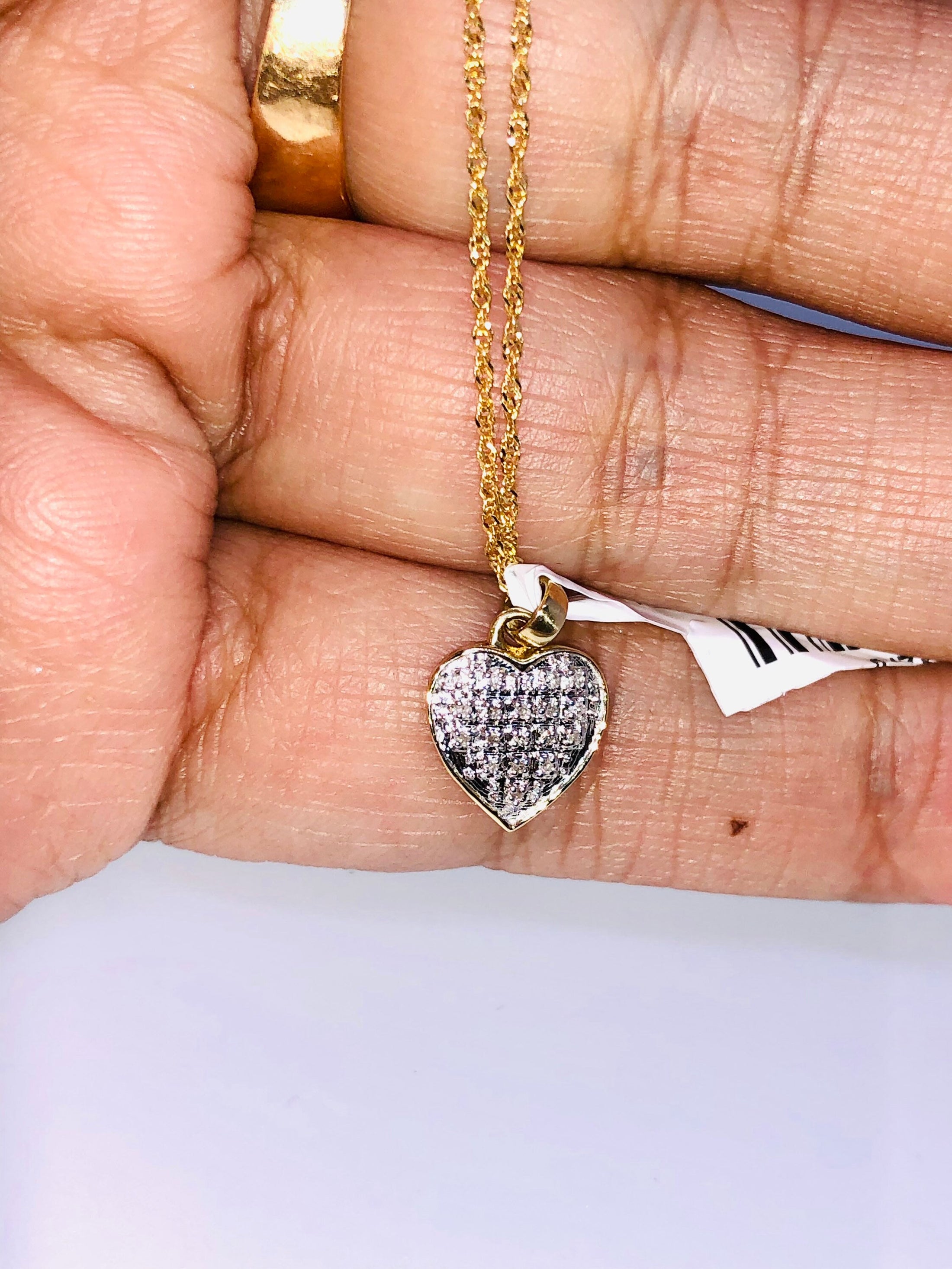 Heart Pendant | 10k Gold | Diamond | Charm Necklace | With Real Gold Chain | For Him | For Her | Christmas Gift